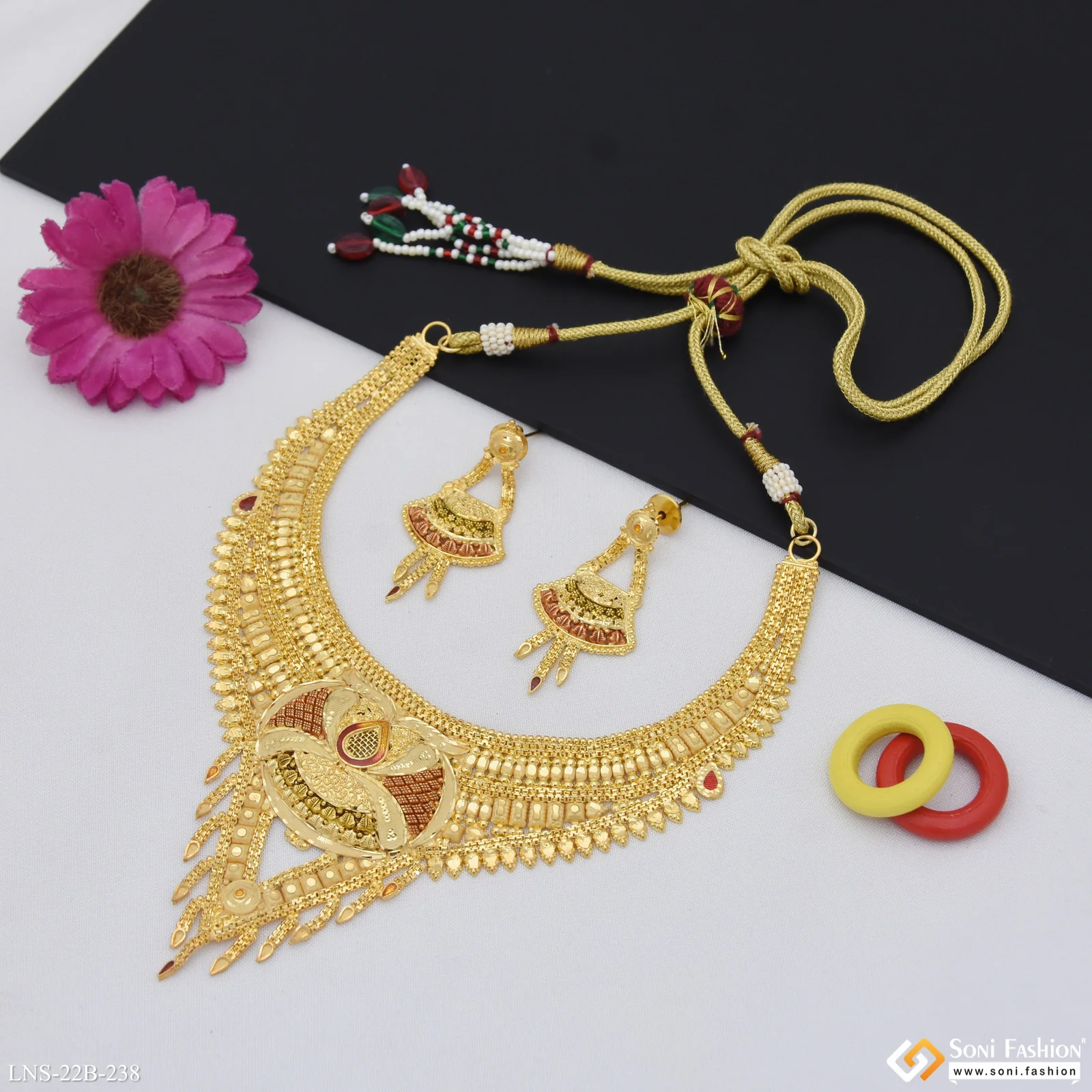 Decorative Design Gold Plated Necklace Set for Women - Style B238 - Image 2