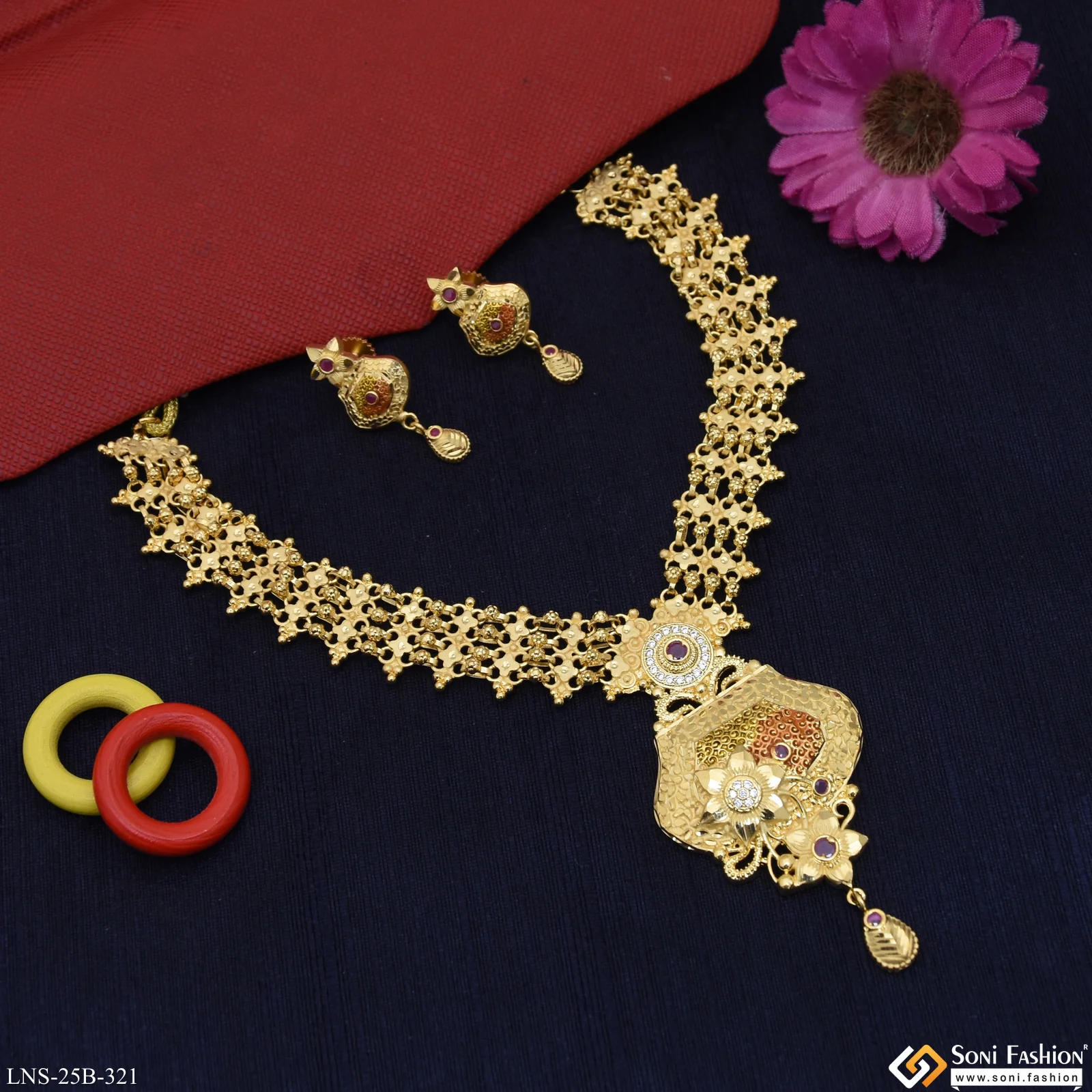 Decorative Design Gold Plated Necklace Set for Women - Style B321 - Image 4