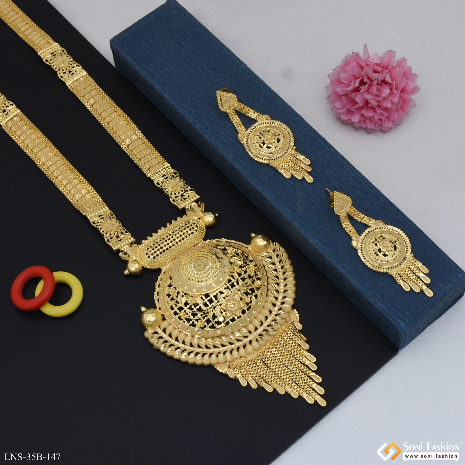 Decorative Design Gold Plated Rani Haar Necklace Set for Women - Style B147 - Image 4