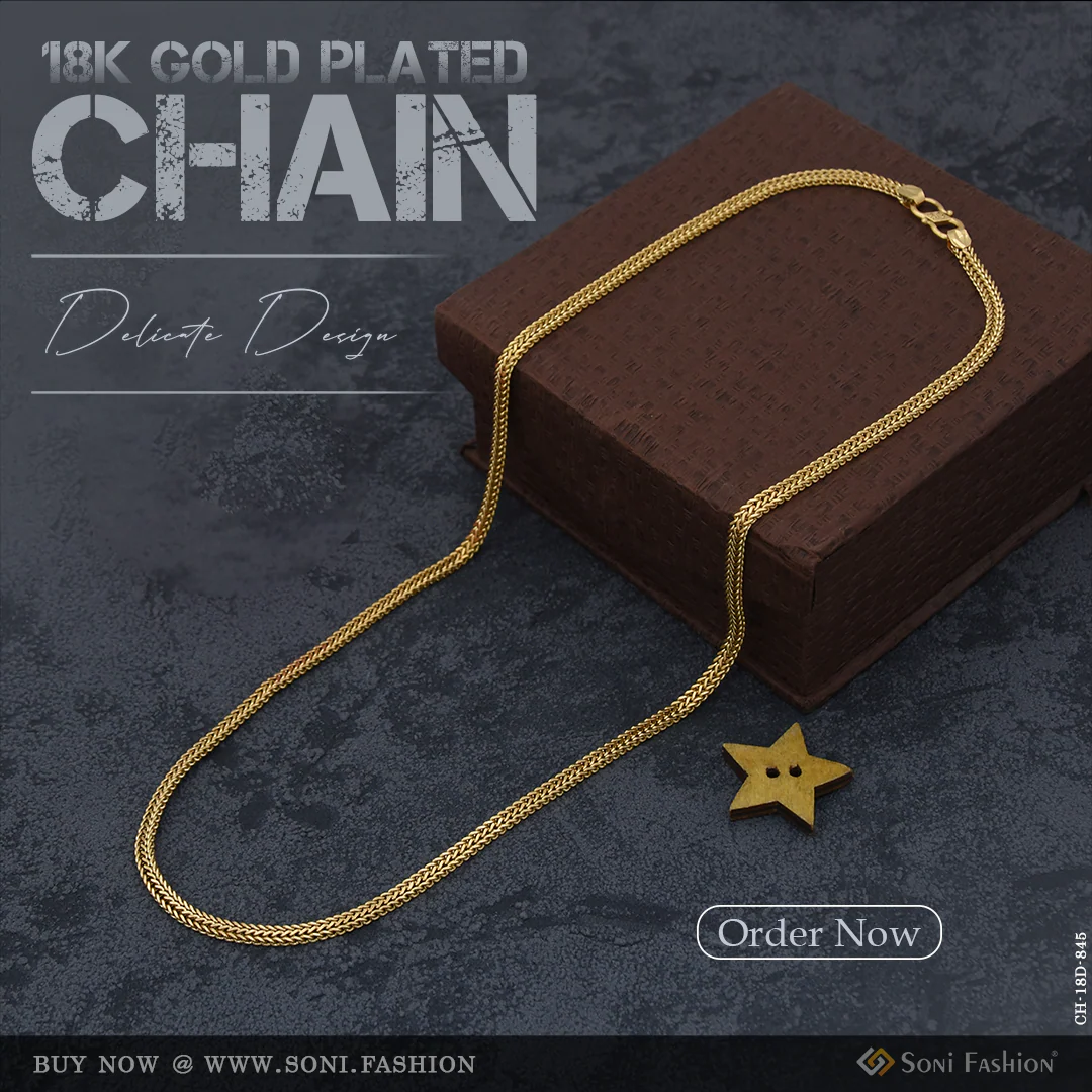 Delicate Design 18k Gold Plated Chain for Men - Style D845