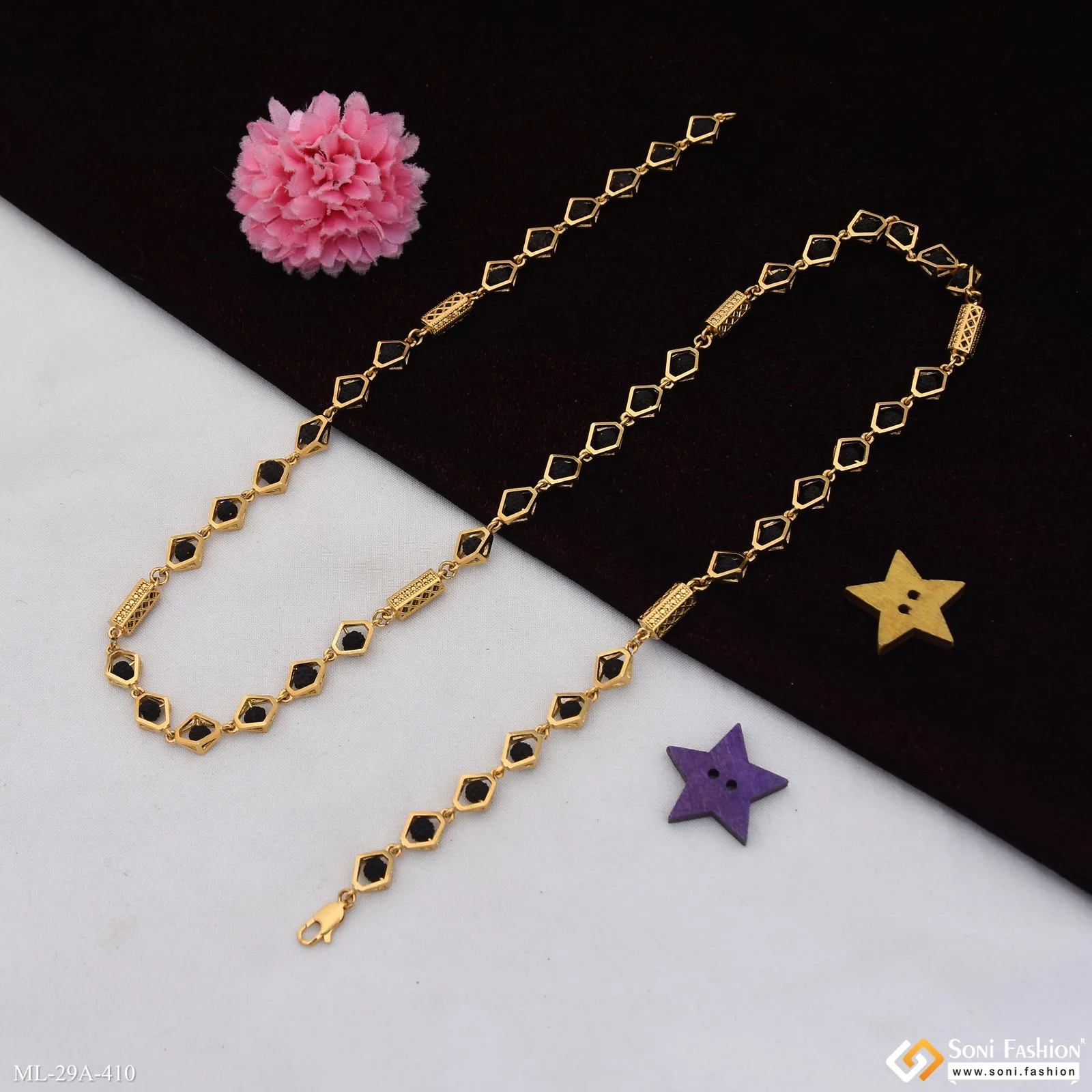 Delicate Design 18k Gold Plated Rudraksha Mala for Men - Style A410 - Image 4