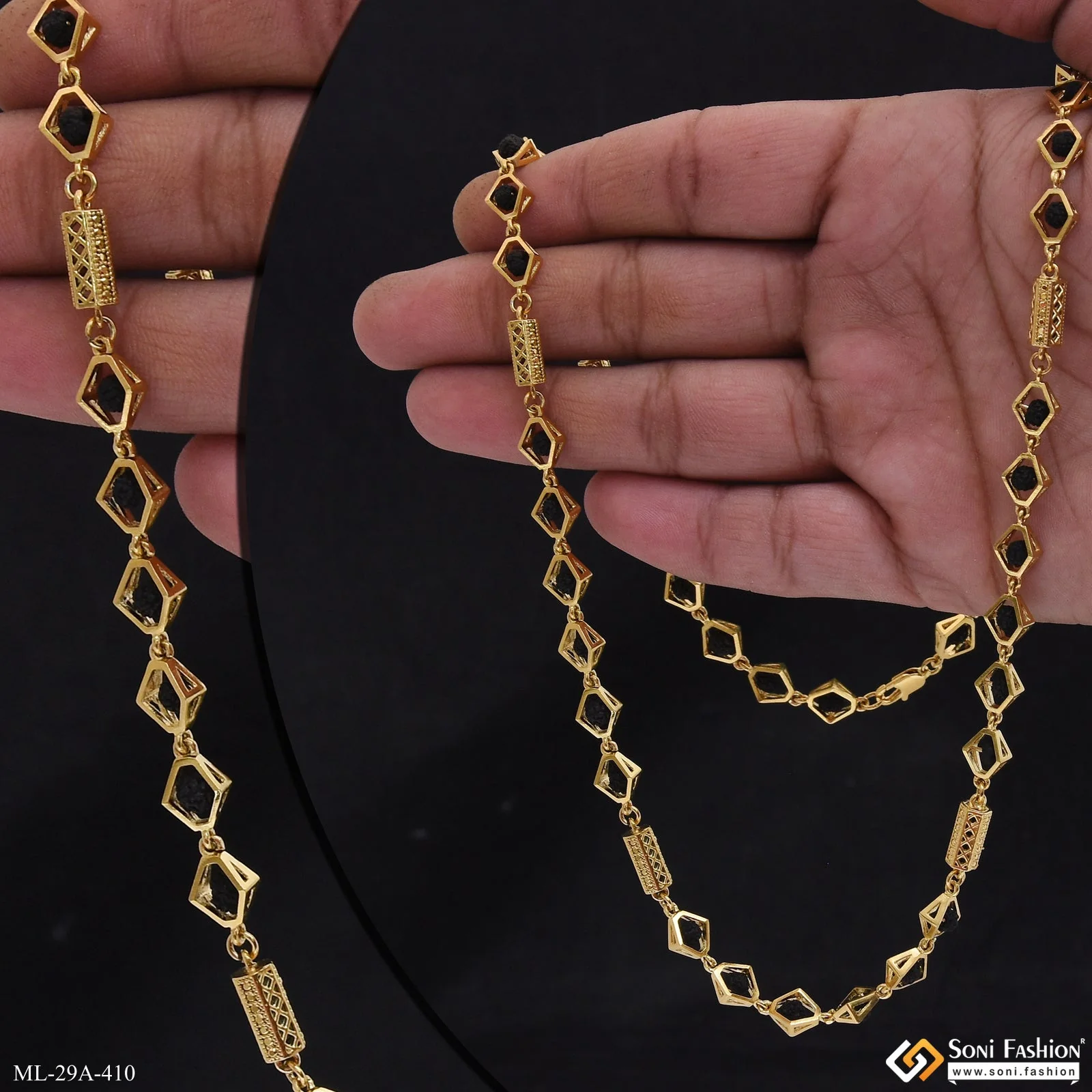 Delicate Design 18k Gold Plated Rudraksha Mala for Men - Style A410 - Image 5