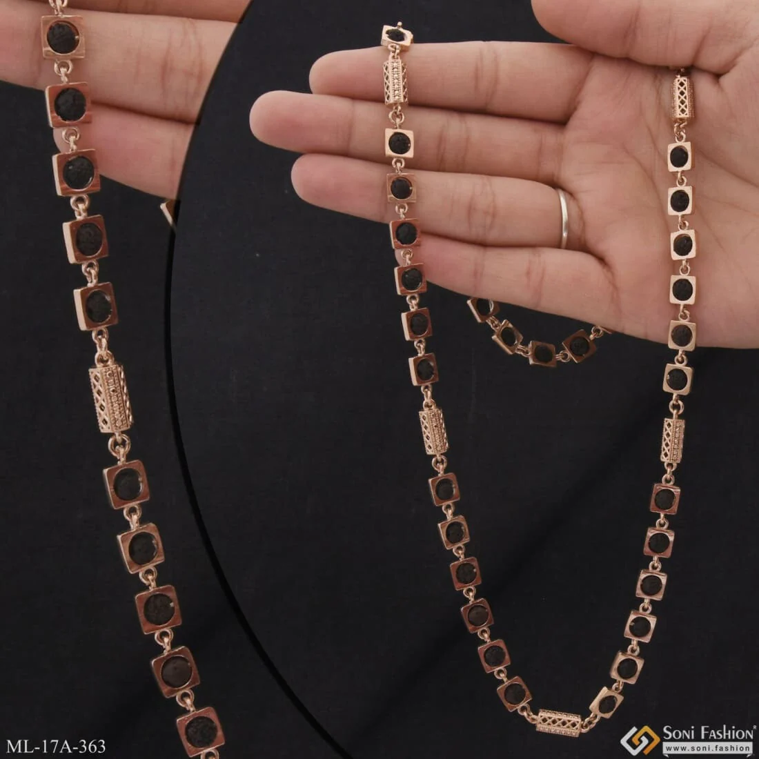 Delicate Design Amazing Design Rose Gold Color Rudraksha Mala for Men - Style A363