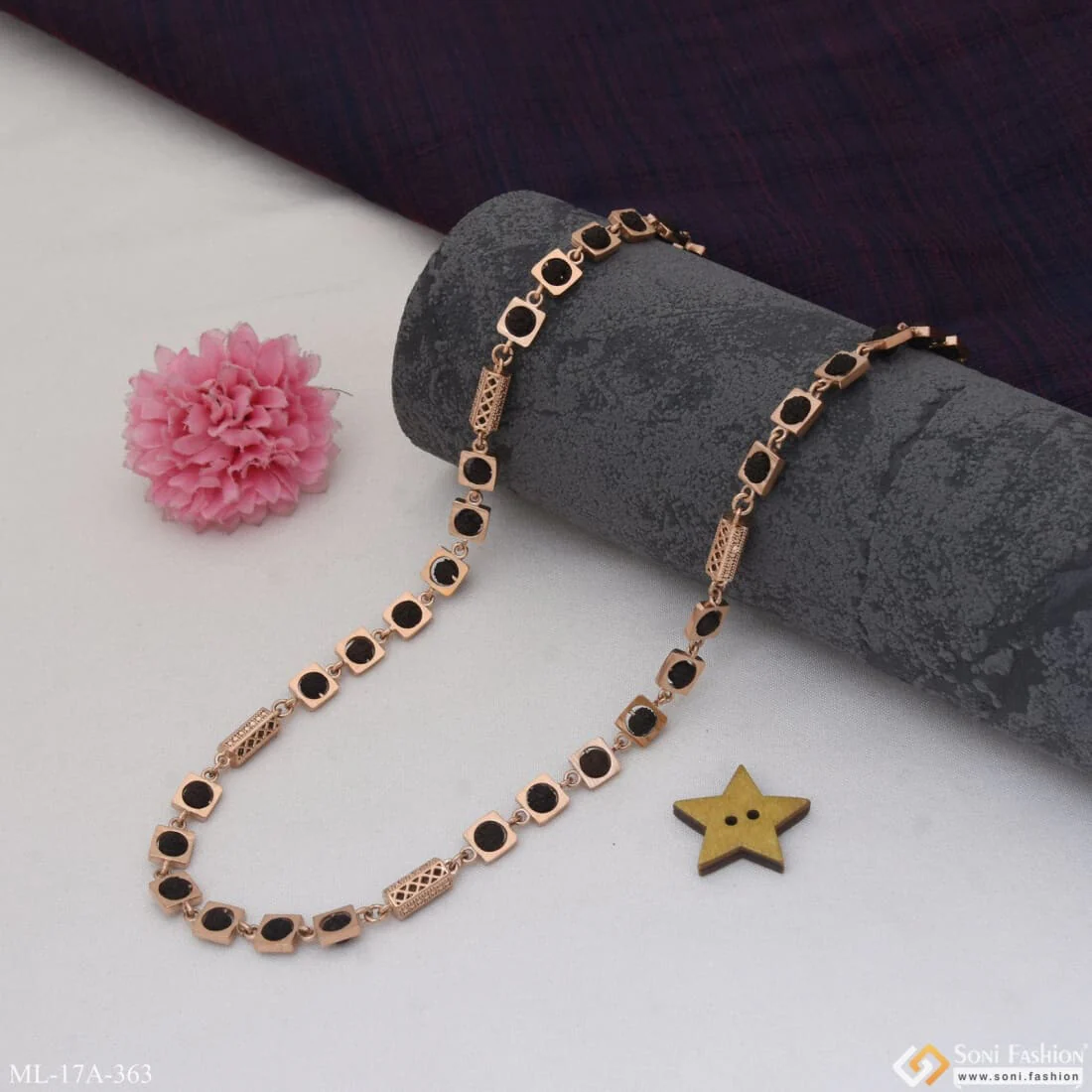 Delicate Design Amazing Design Rose Gold Color Rudraksha Mala for Men - Style A363 - Image 3