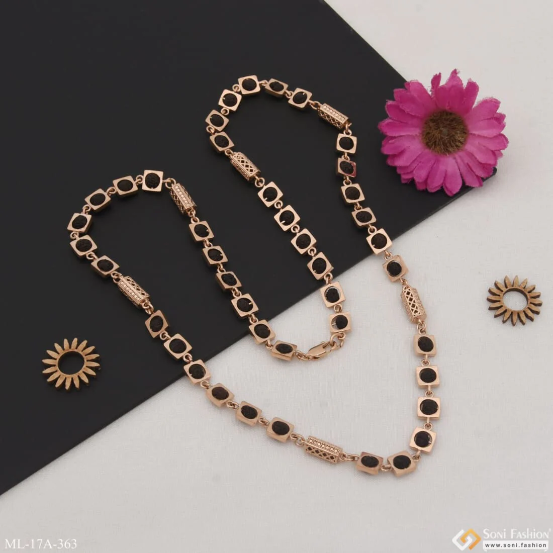 Delicate Design Amazing Design Rose Gold Color Rudraksha Mala for Men - Style A363 - Image 4