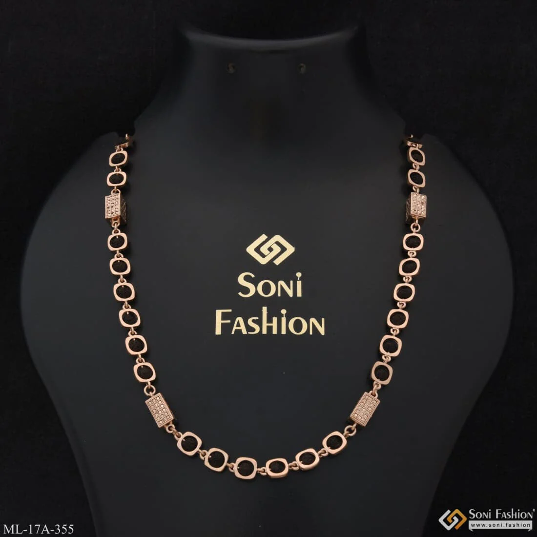 Delicate Design Artisanal Design Rose Gold Color Rudraksha Mala for Men - Style A355