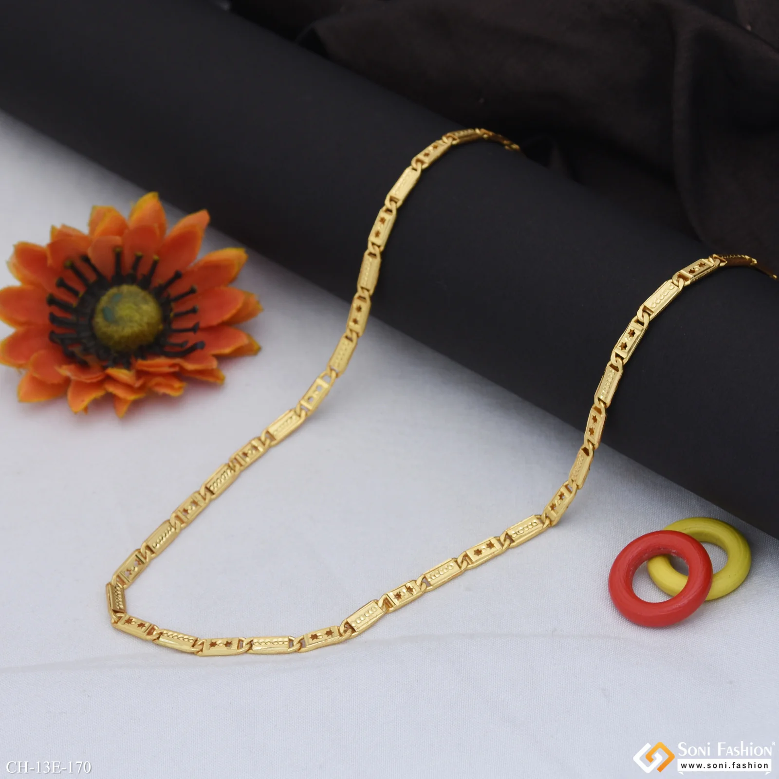 Delicate Design Gold Plated Biscuit Chain for Men - Style E170 - Image 3