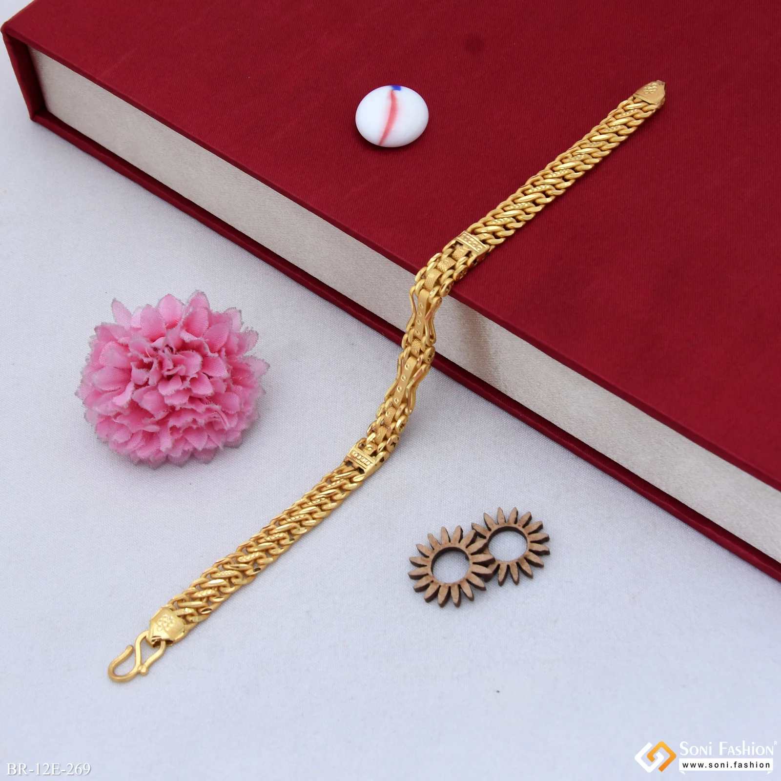 Delicate Design Gold Plated Box Bracelet for Men - Style E269 - Image 2
