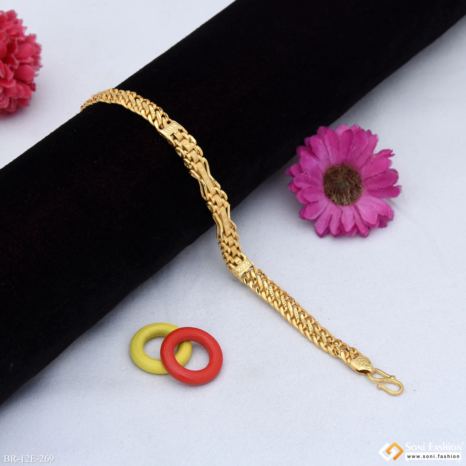 Delicate Design Gold Plated Box Bracelet for Men - Style E269 - Image 3