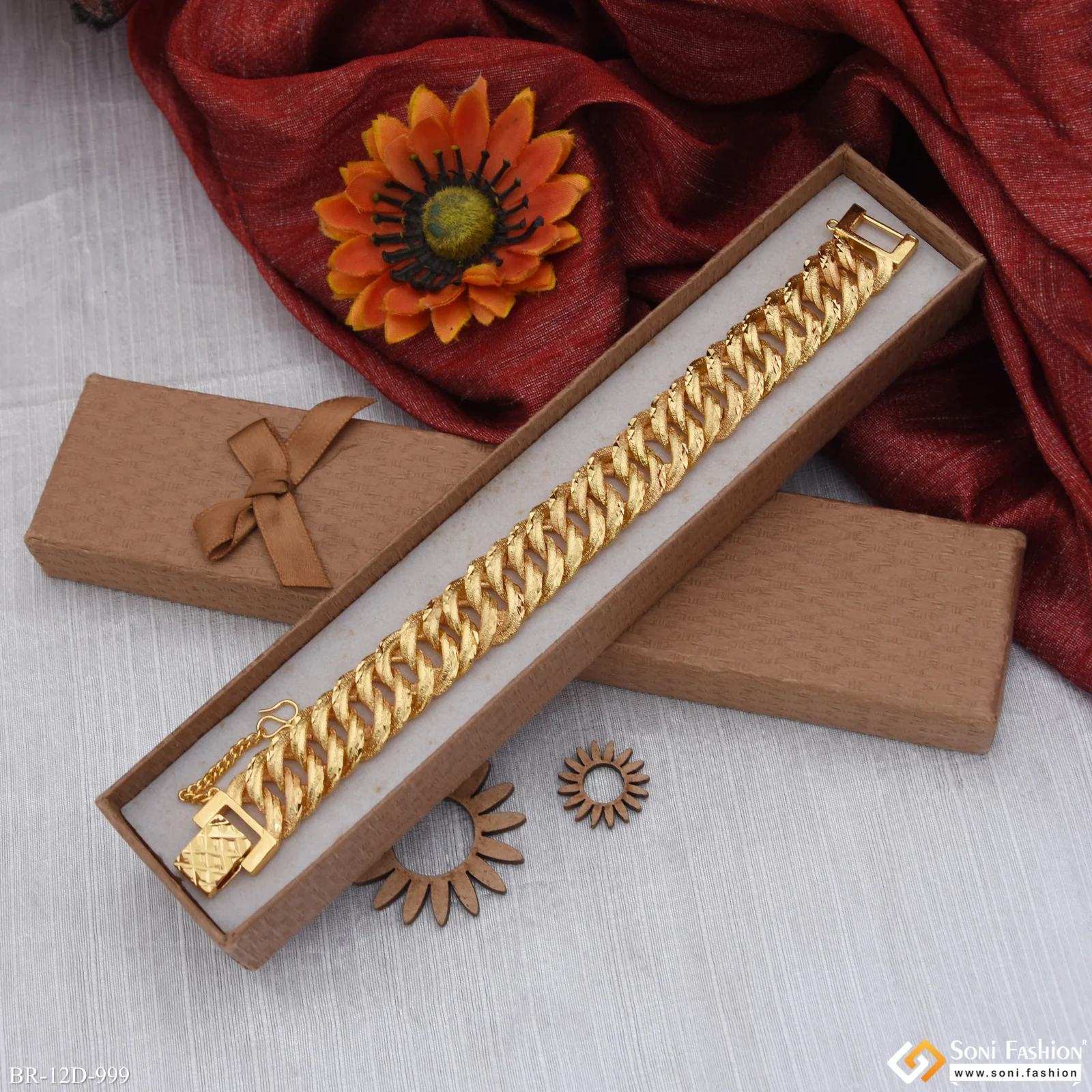Delicate Design Gold Plated Link Bracelet for Men - Style D999 - Image 2