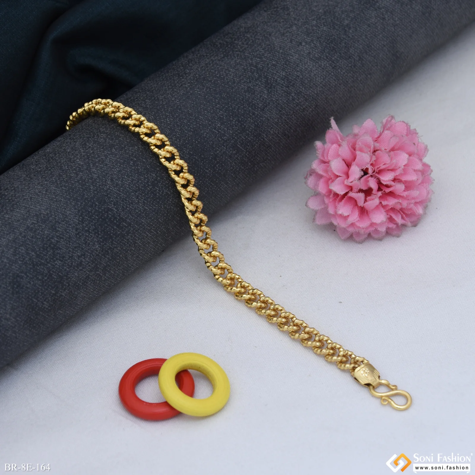 Delicate Design Gold Plated Link Bracelet for Men - Style E164 - Image 3