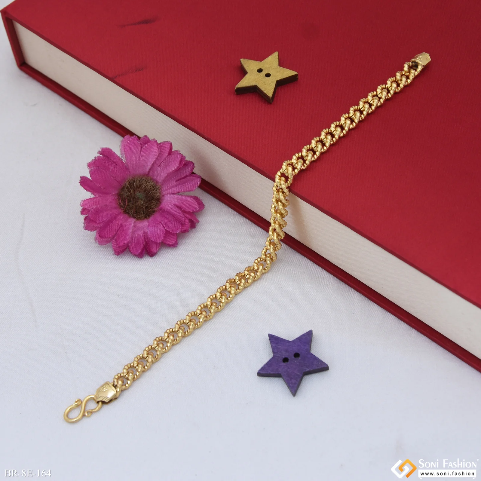 Delicate Design Gold Plated Link Bracelet for Men - Style E164 - Image 4