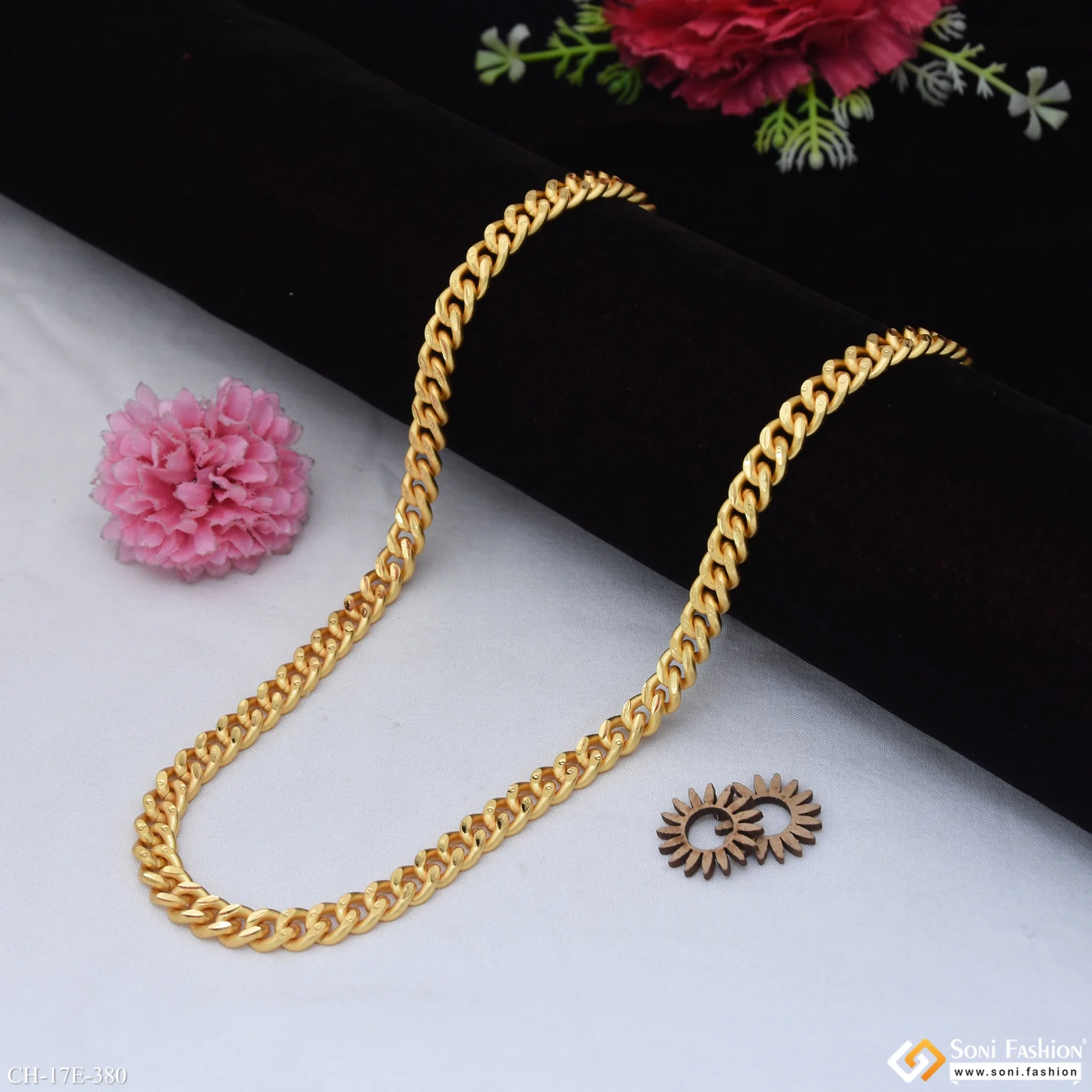 Delicate Design Gold Plated Link Chain for Men - Style E380 - Image 3