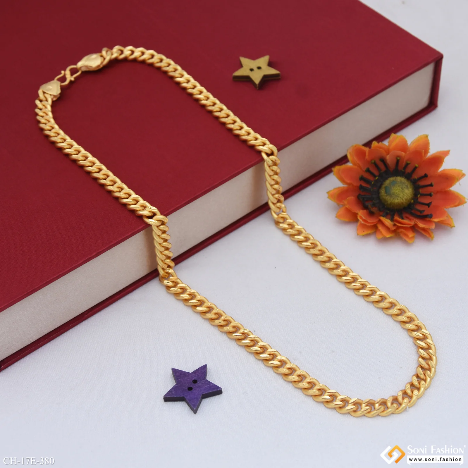 Delicate Design Gold Plated Link Chain for Men - Style E380 - Image 4