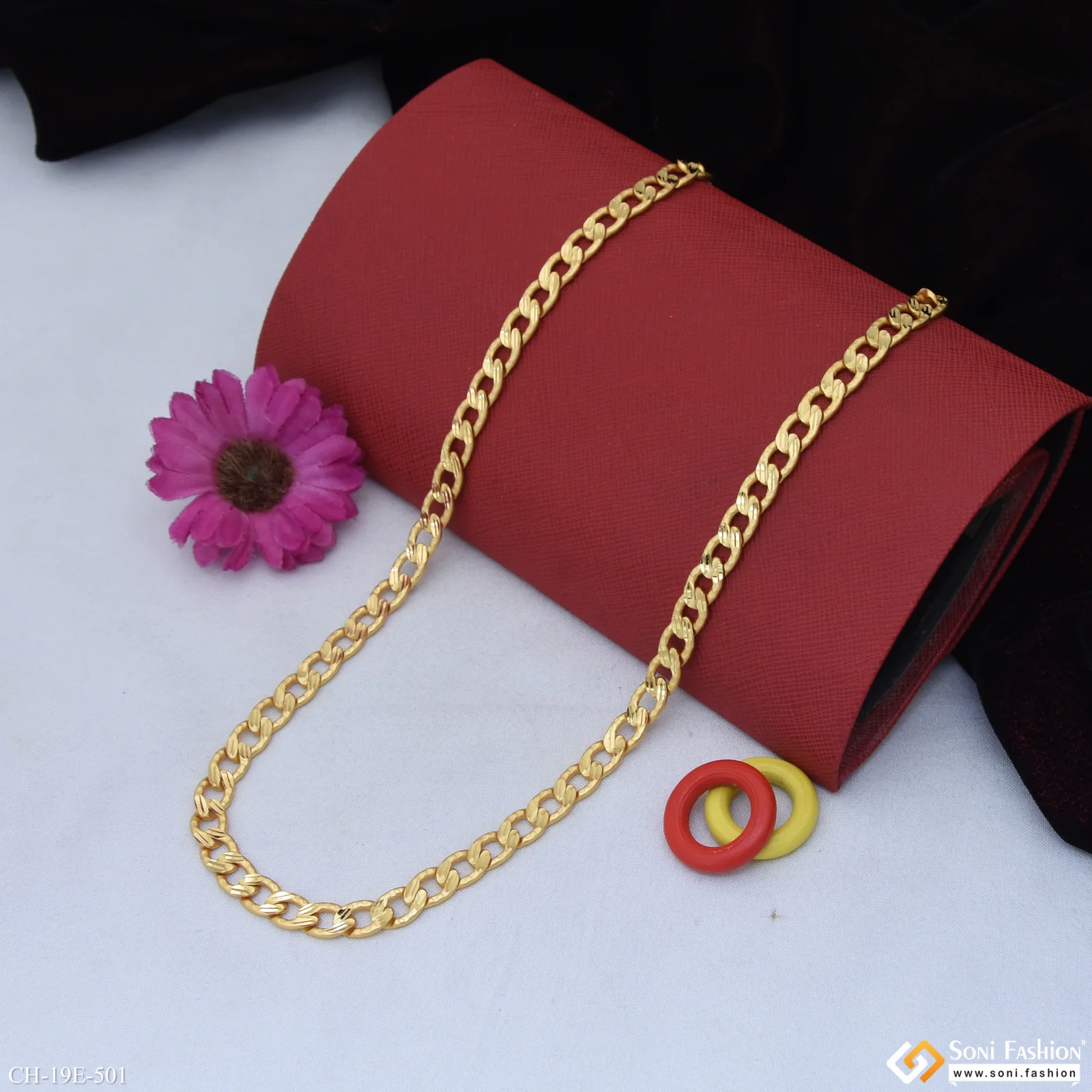 Delicate Design Gold Plated Link Chain for Men - Style E501 - Image 3