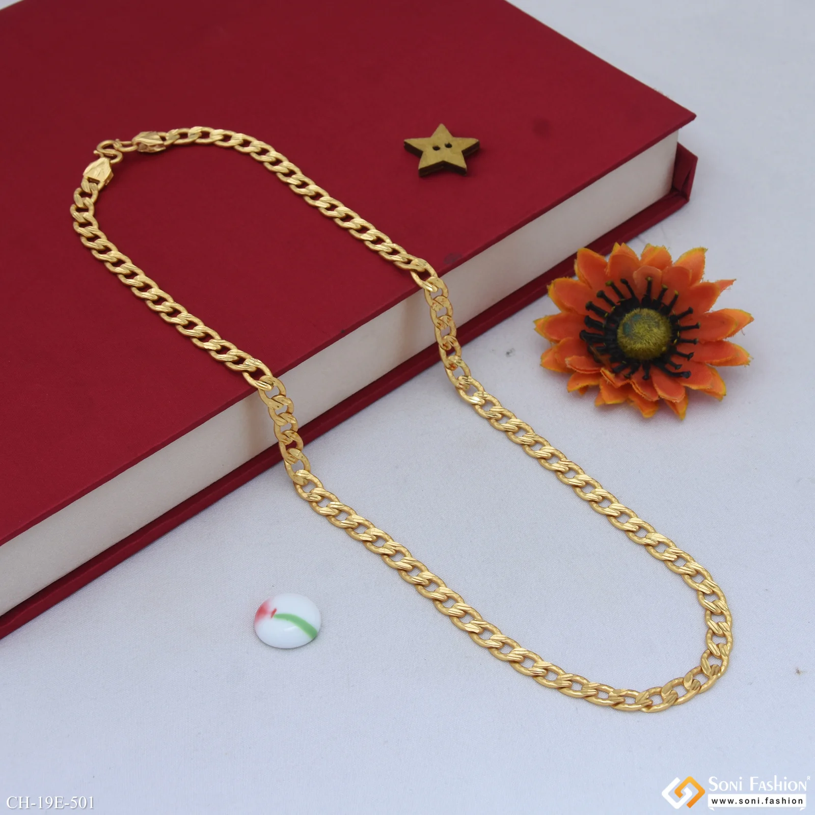 Delicate Design Gold Plated Link Chain for Men - Style E501 - Image 4