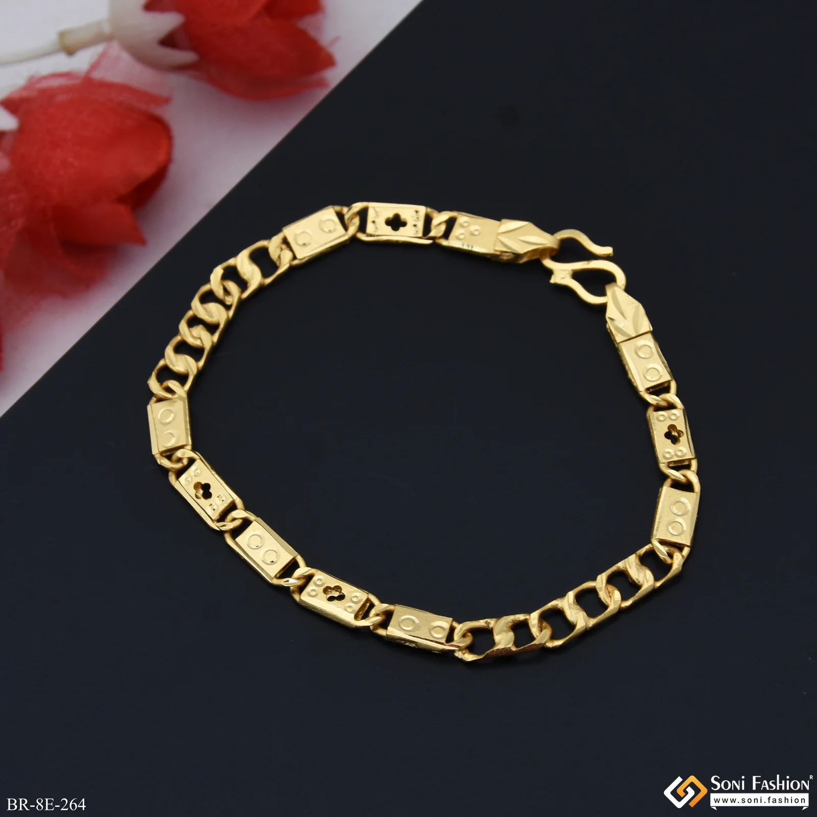 Delicate Design Gold Plated Link Nawabi Bracelet for Men - Style E264 - Image 3