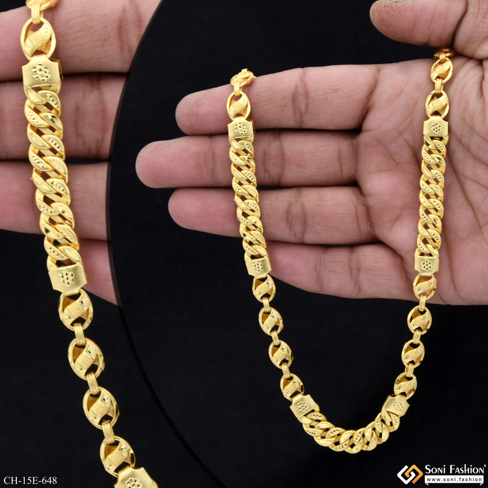 Delicate Design Gold Plated Pokal Chain for Men - Style E648 - Image 2