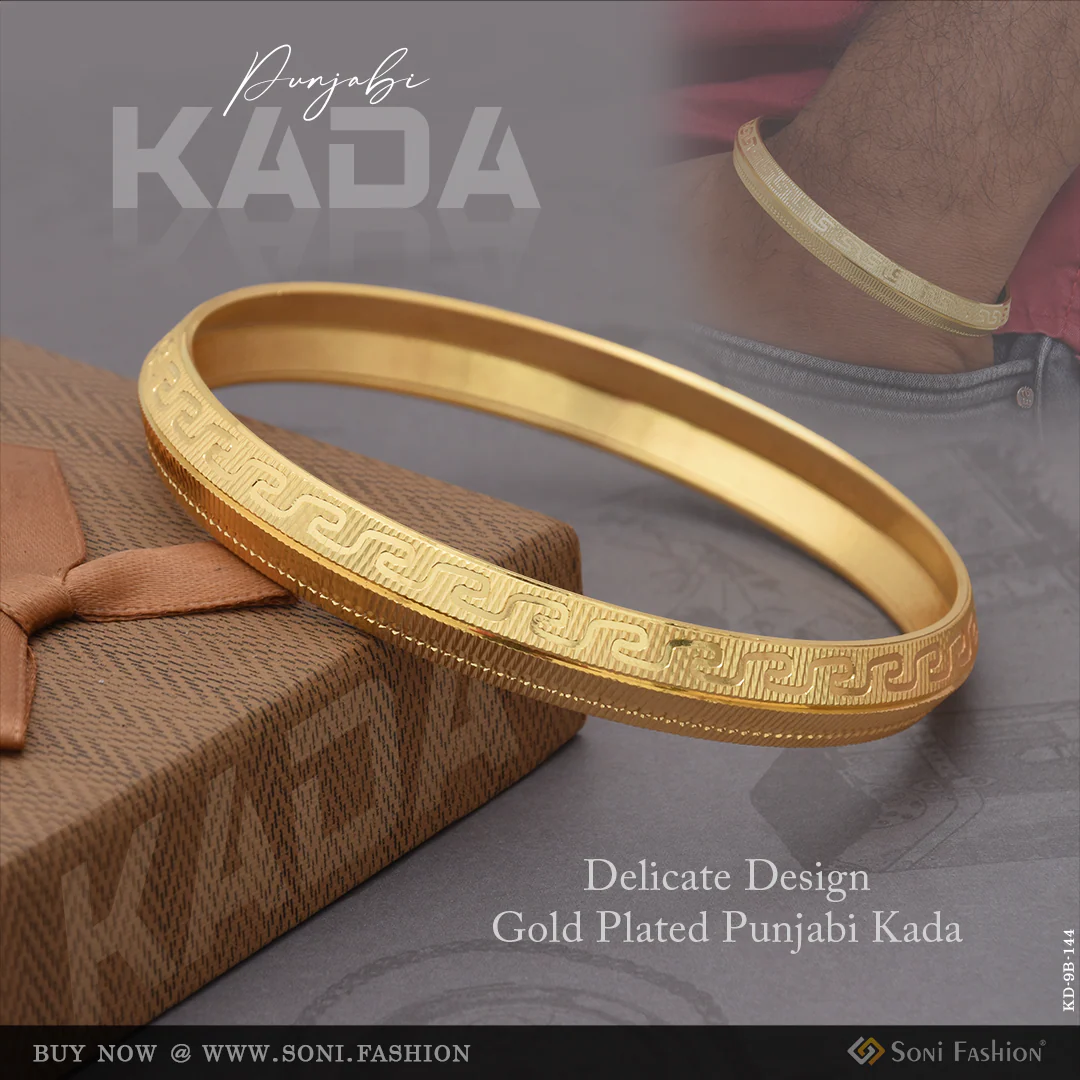 Delicate Design Gold Plated Punjabi Kada for Men - Style B144