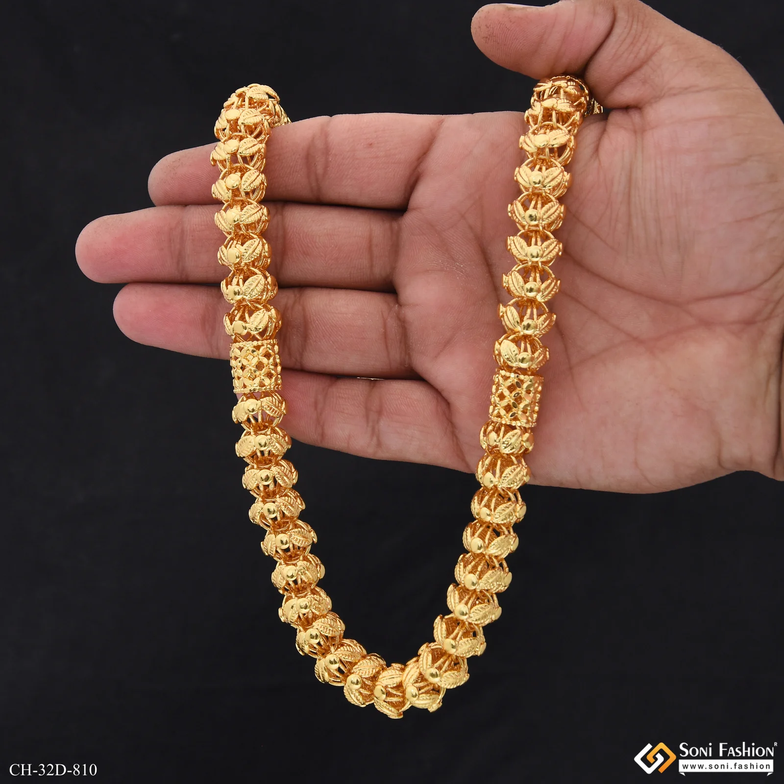 Delicate Design Gold Plated Rajwadi Chain for Men - Style D810 - Image 7