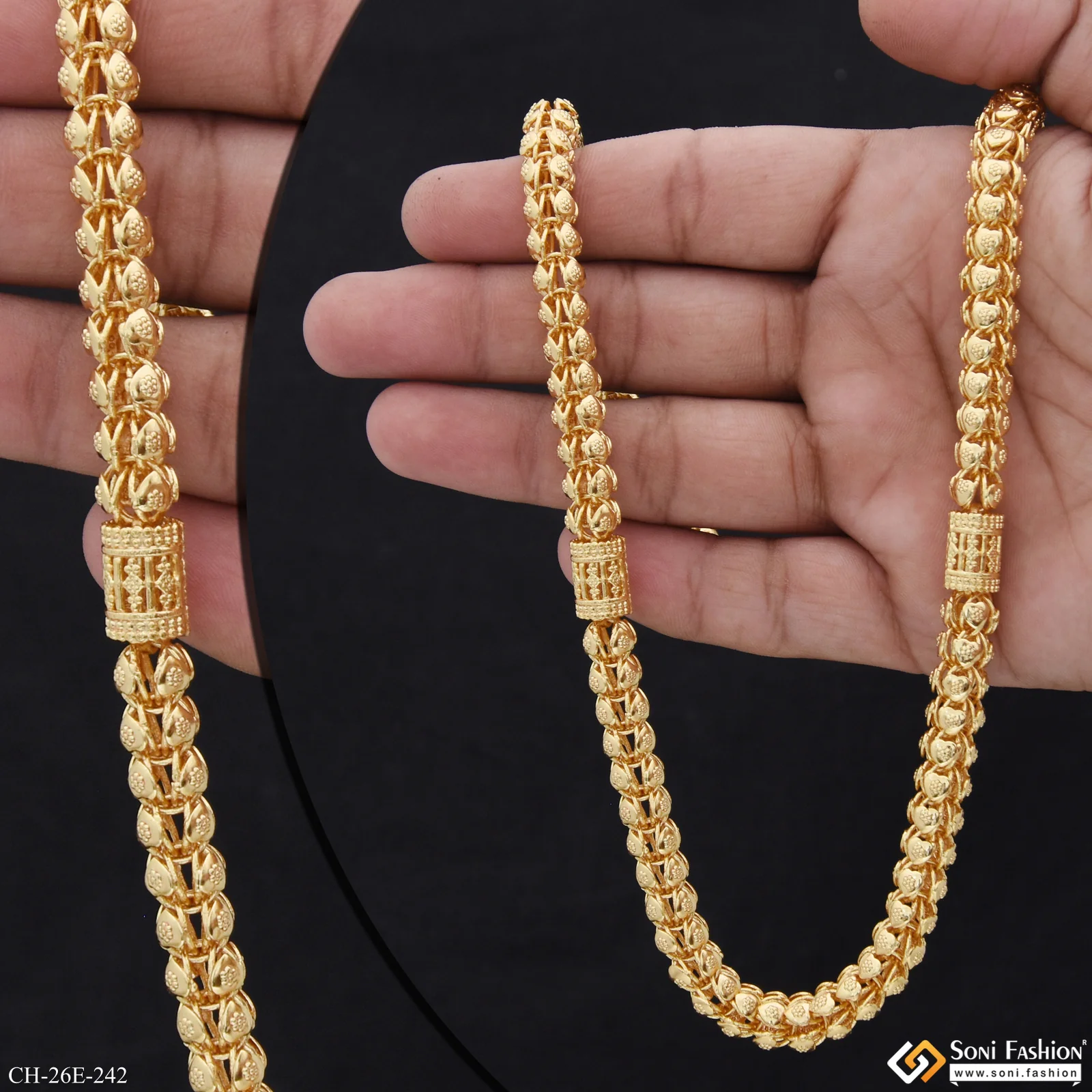 Delicate Design Gold Plated Rajwadi Chain for Men - Style E242 - Image 3