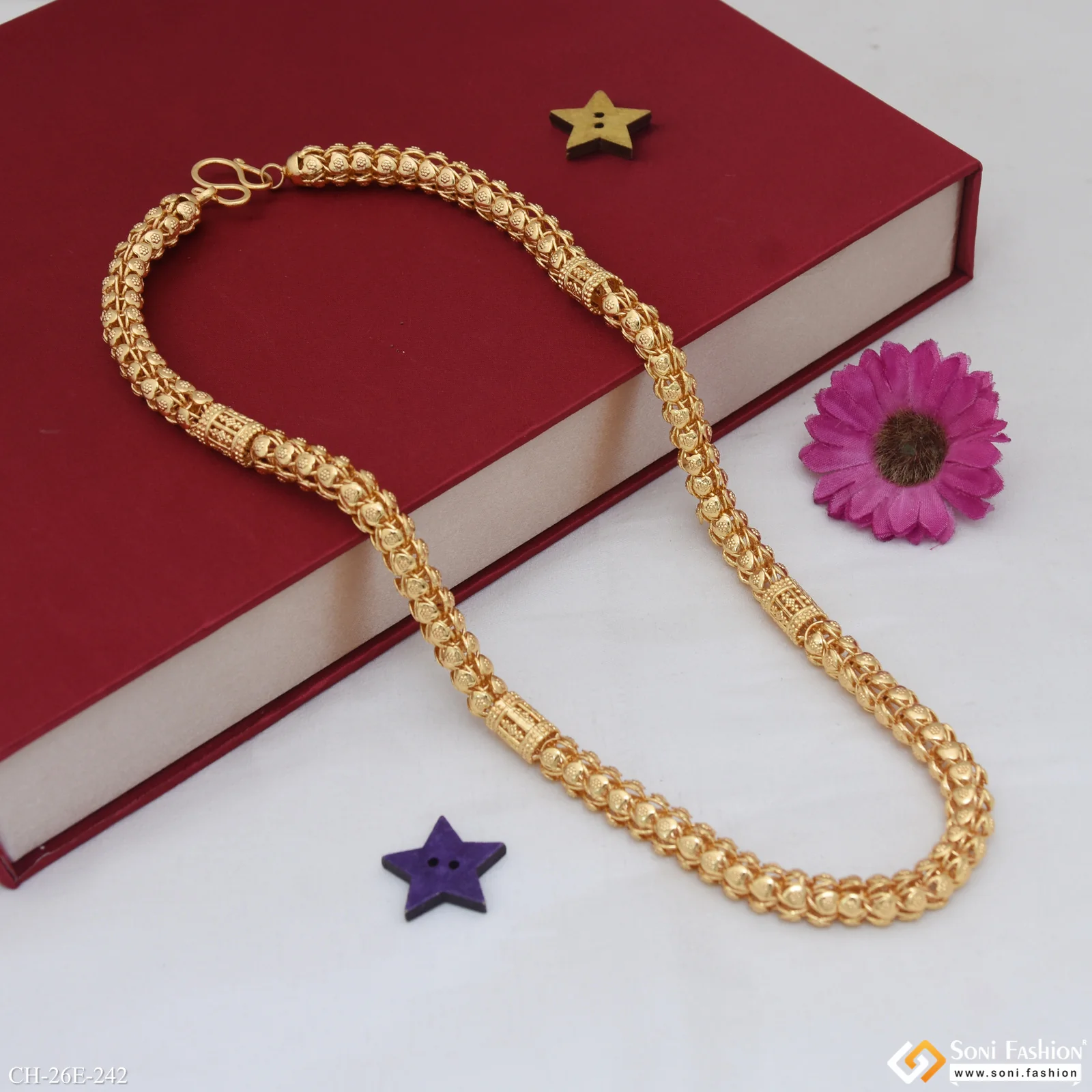 Delicate Design Gold Plated Rajwadi Chain for Men - Style E242 - Image 6