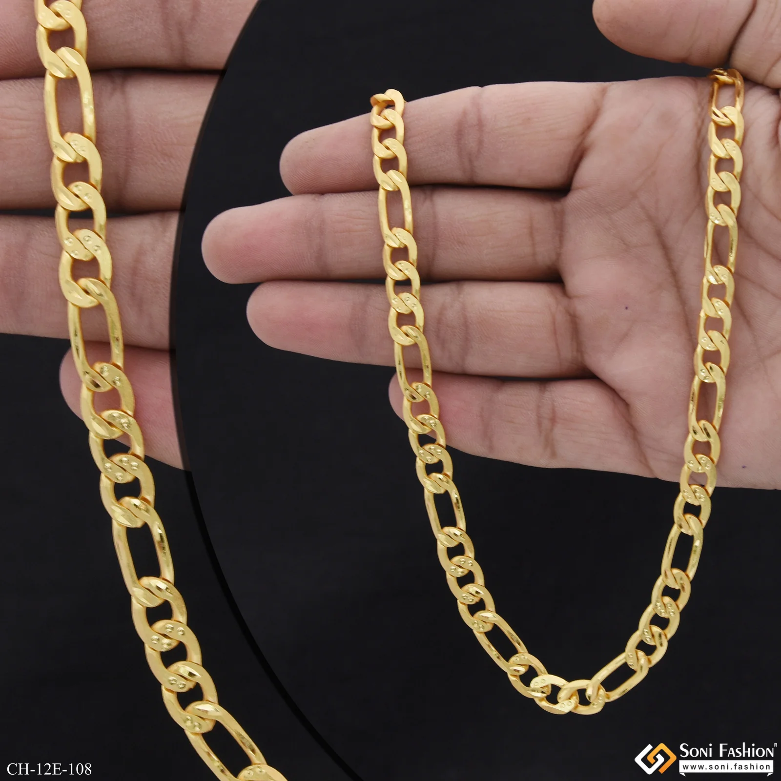 Delicate Design Gold Plated Sachin Chain for Men - Style E108 - Image 2