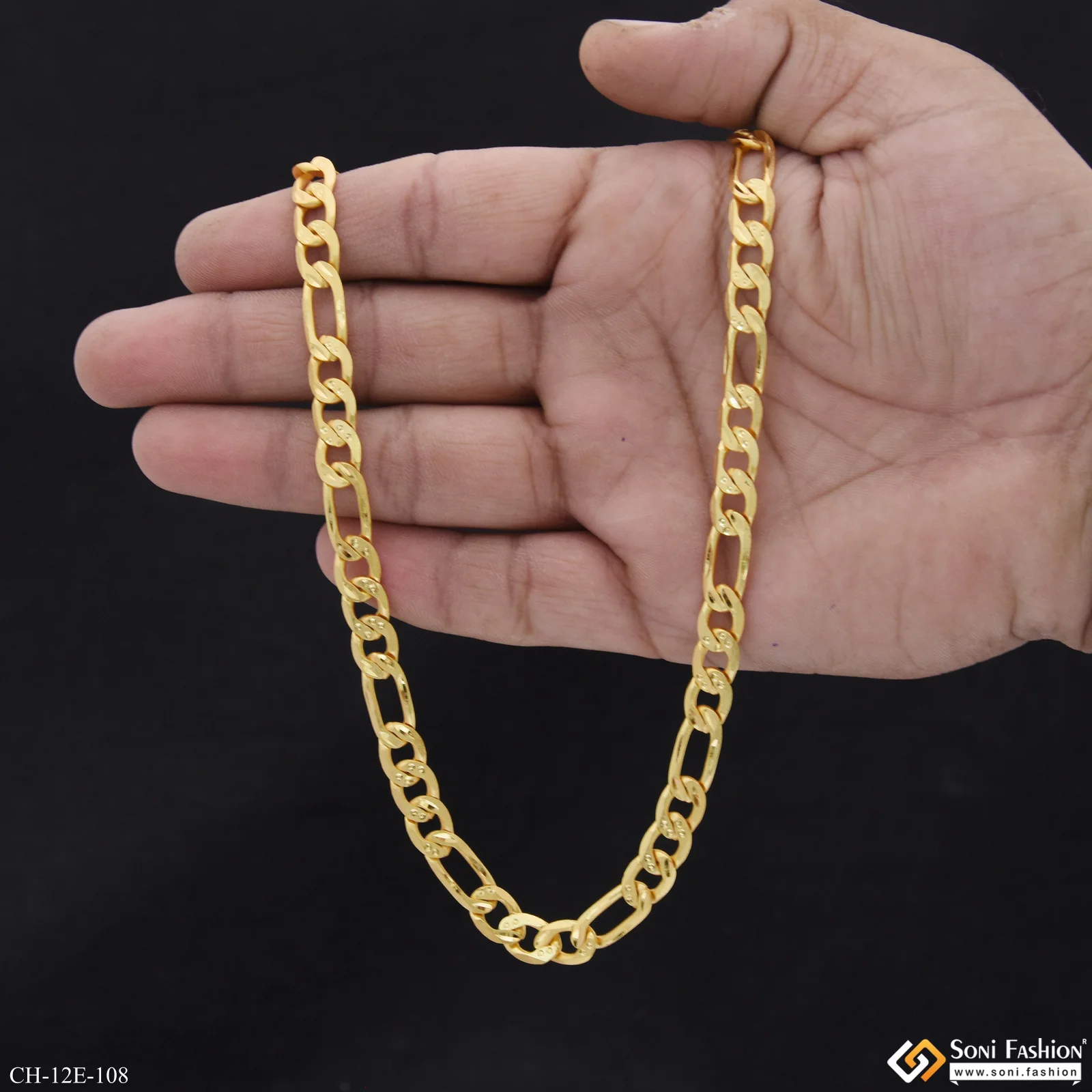 Delicate Design Gold Plated Sachin Chain for Men - Style E108 - Image 6