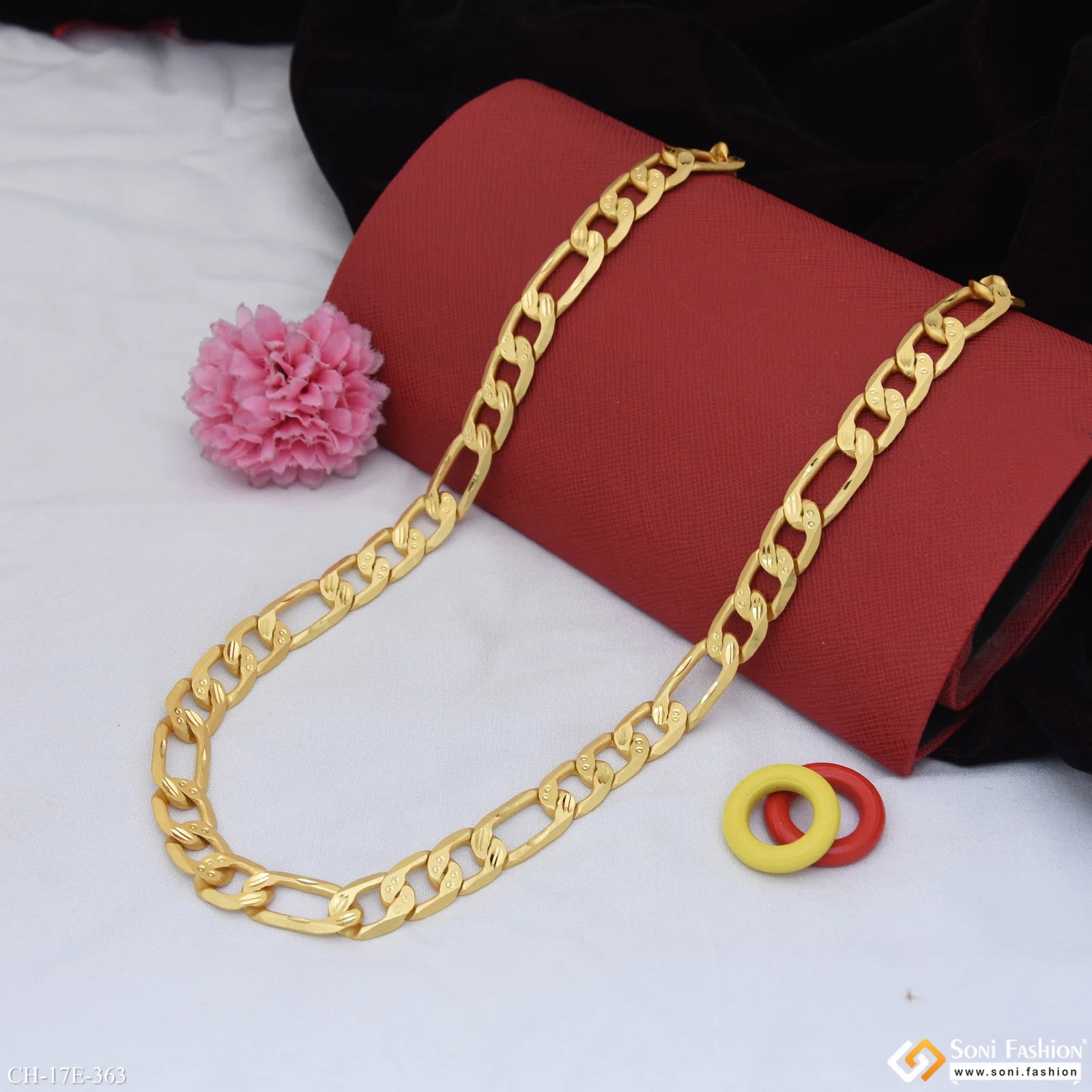 Delicate Design Gold Plated Sachin Chain for Men - Style E363 - Image 3