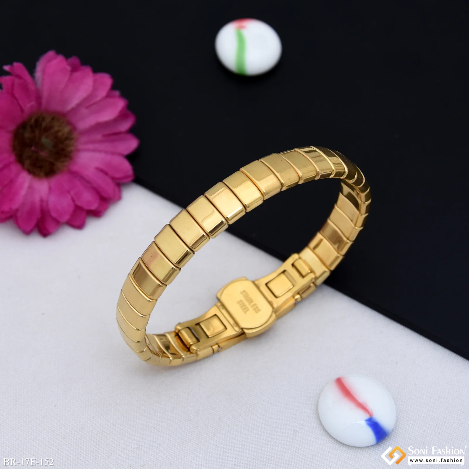 Delicate Design Golden Color Ceramic Bracelet for Men - Style E152 - Image 2