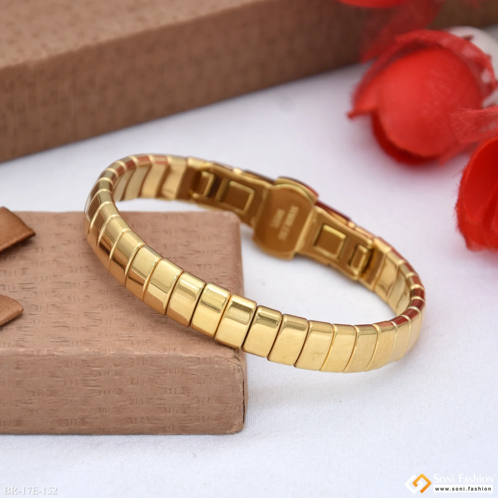 Delicate Design Golden Color Ceramic Bracelet for Men - Style E152 - Image 4