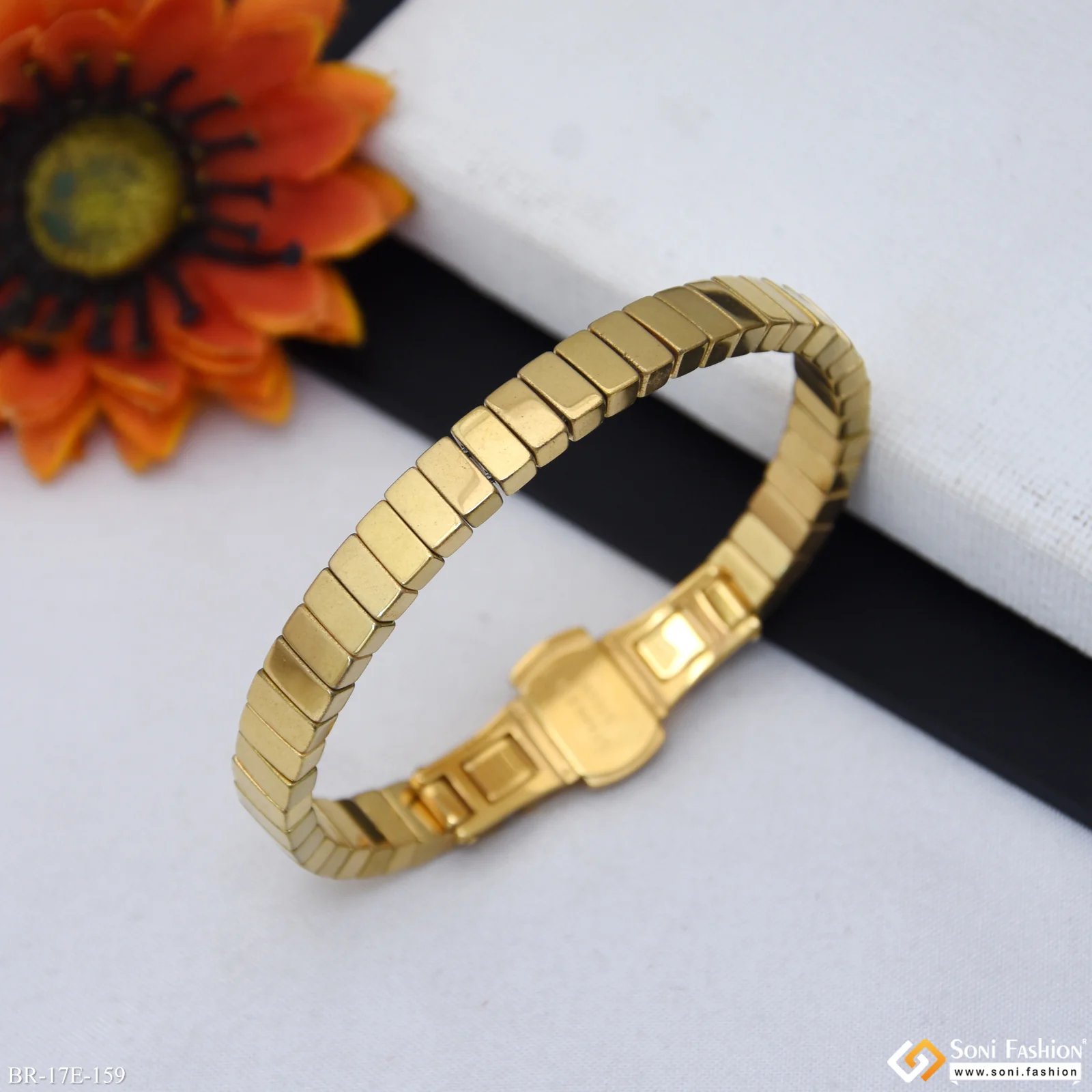 Delicate Design Golden Color Ceramic Bracelet for Men - Style E159 - Image 2