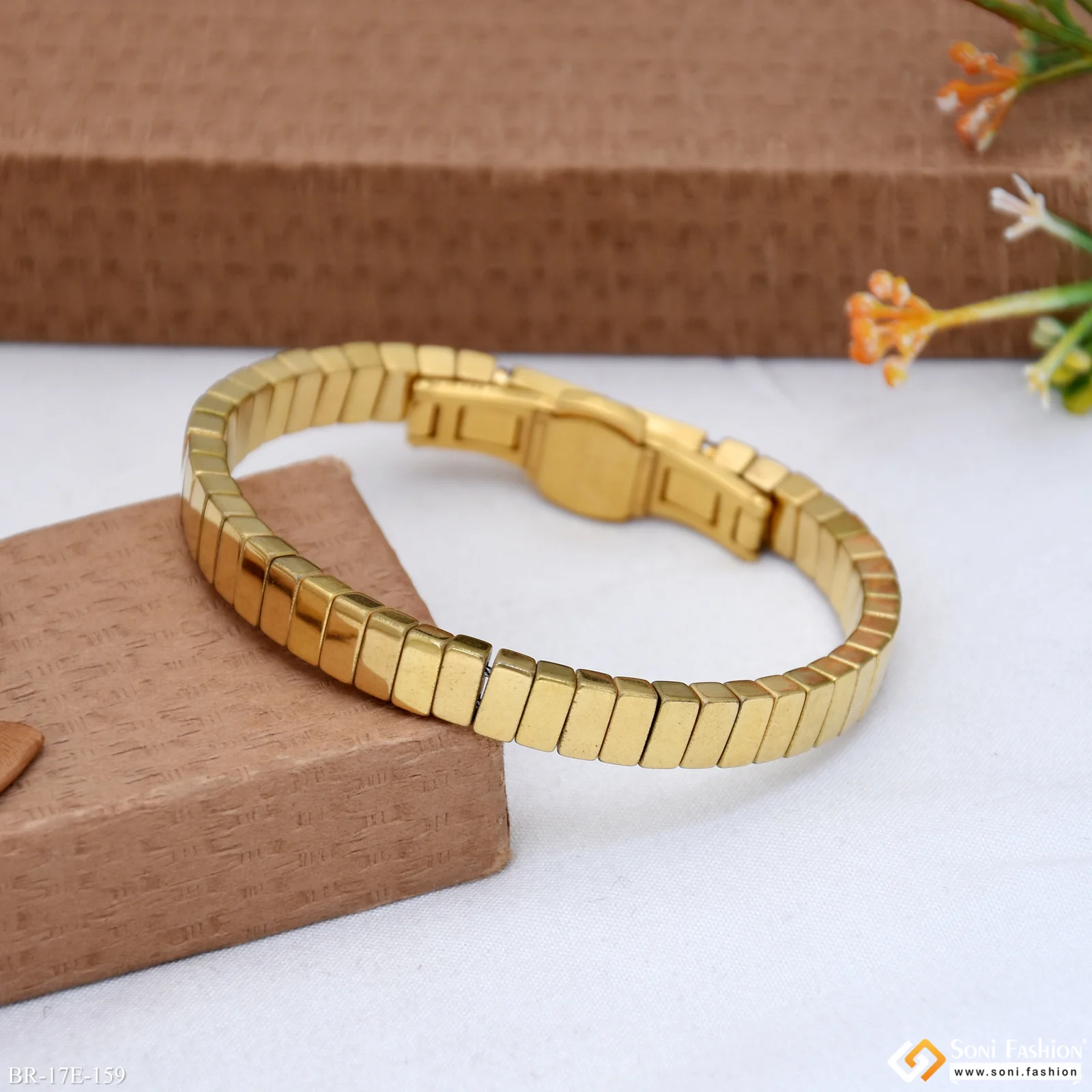 Delicate Design Golden Color Ceramic Bracelet for Men - Style E159 - Image 4