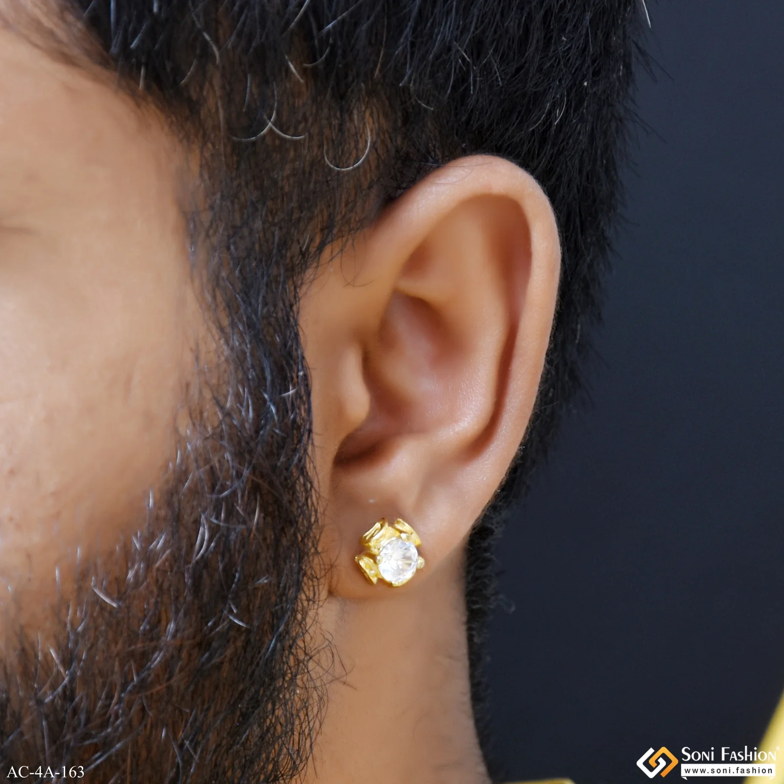 Delicate Design Golden Color Stud Earring for Men (2 Pc) - Style A163