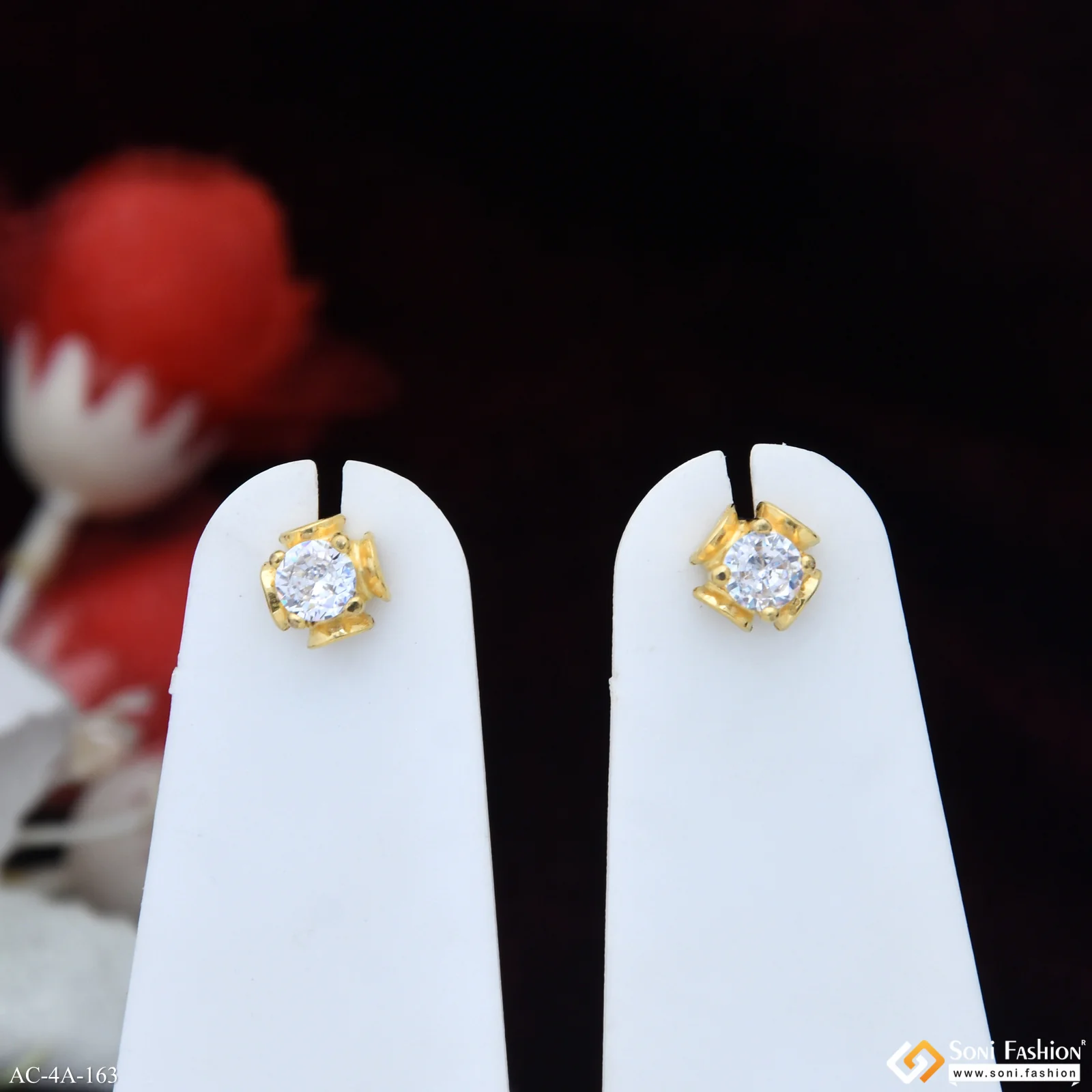 Delicate Design Golden Color Stud Earring for Men (2 Pc) - Style A163 - Image 2