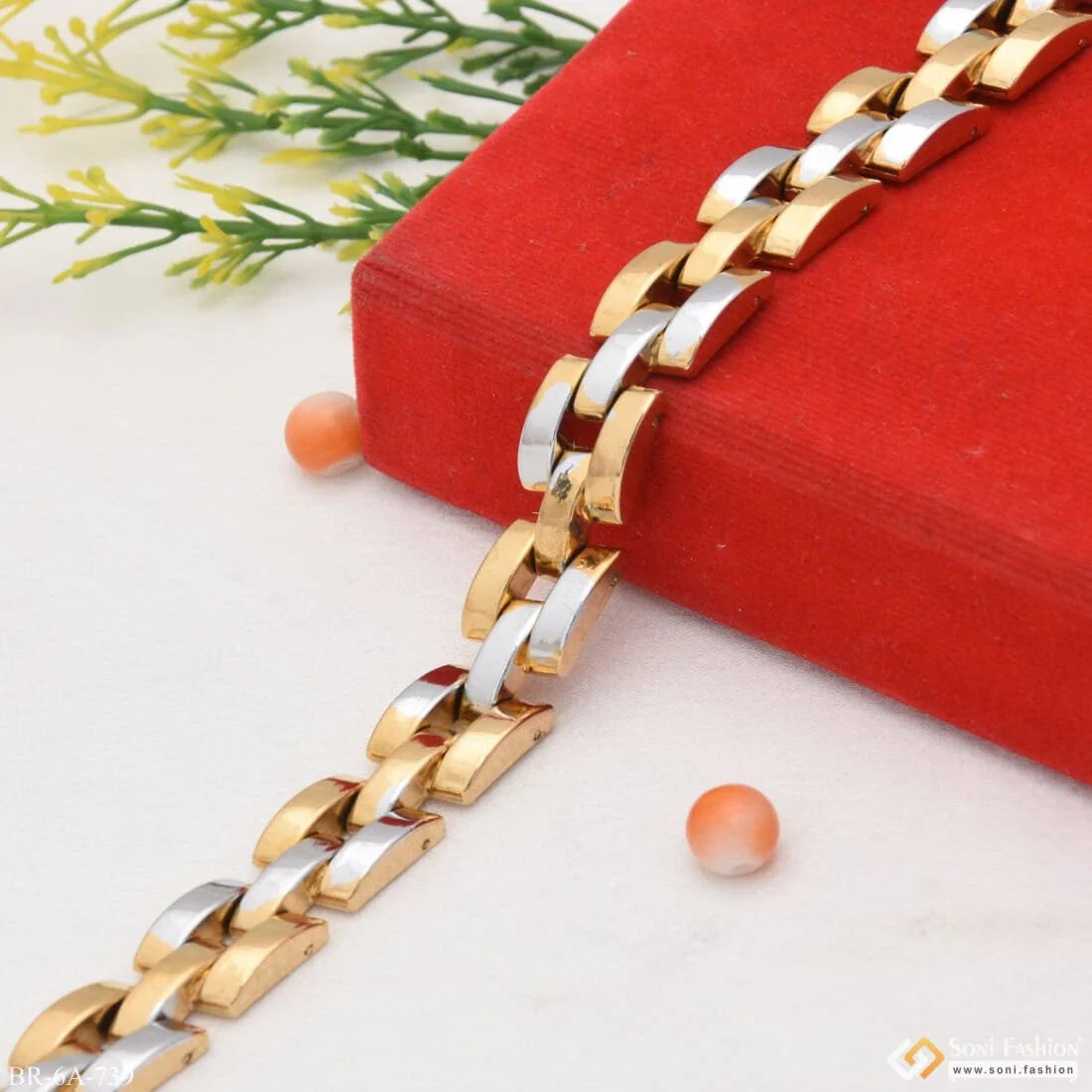 Delight Gold and Rhodium Plated Bracelet for Men - Style A739 - Image 4