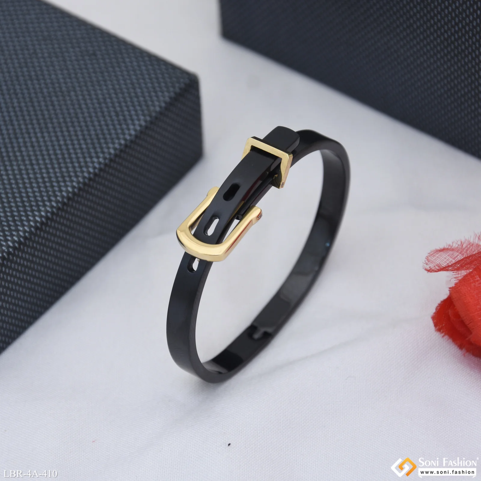 Designer Black & Golden Color Bracelet Kada for Ladies - Style A410 - Image 4