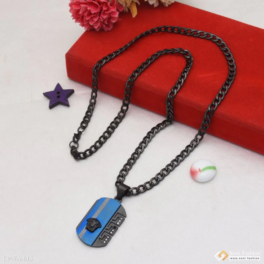 Designer Design Best Quality Black Color Chain Pendant Combo for Men - Style A615 - Image 2