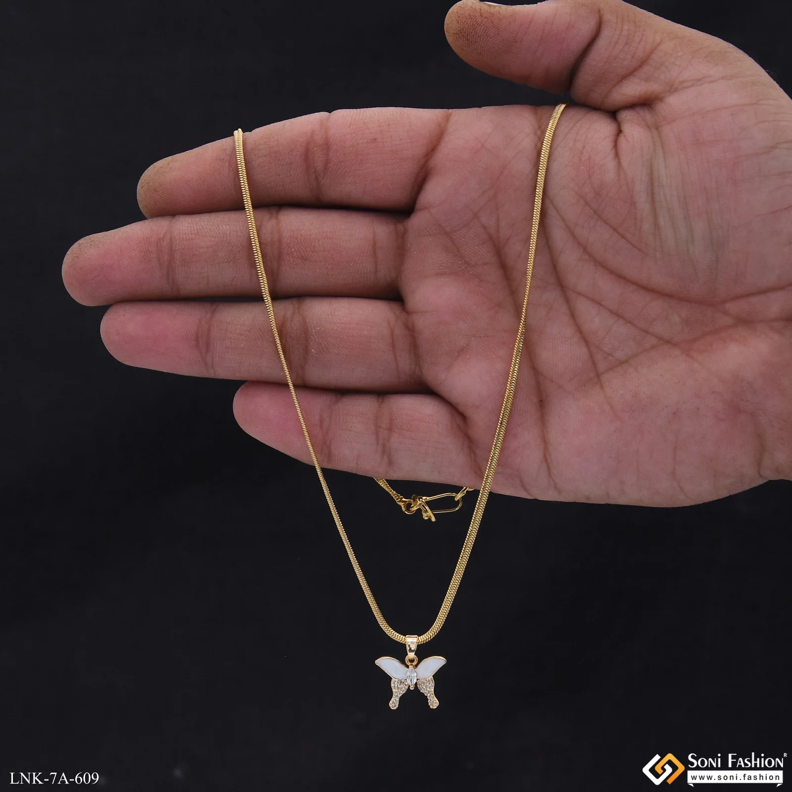 Designer Gold Plated Chain Pendant for Ladies - Style A609 - Image 2