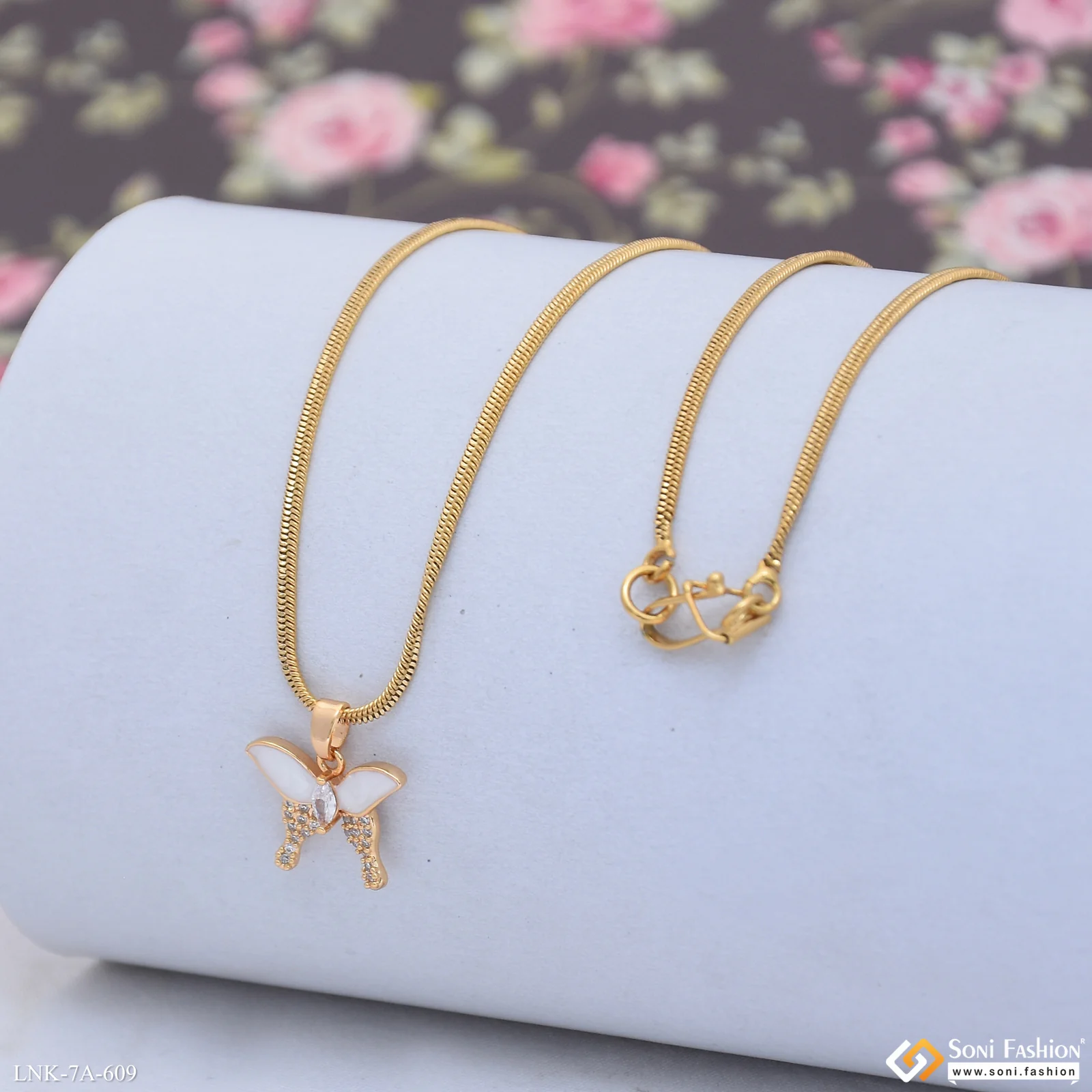Designer Gold Plated Chain Pendant for Ladies - Style A609 - Image 3