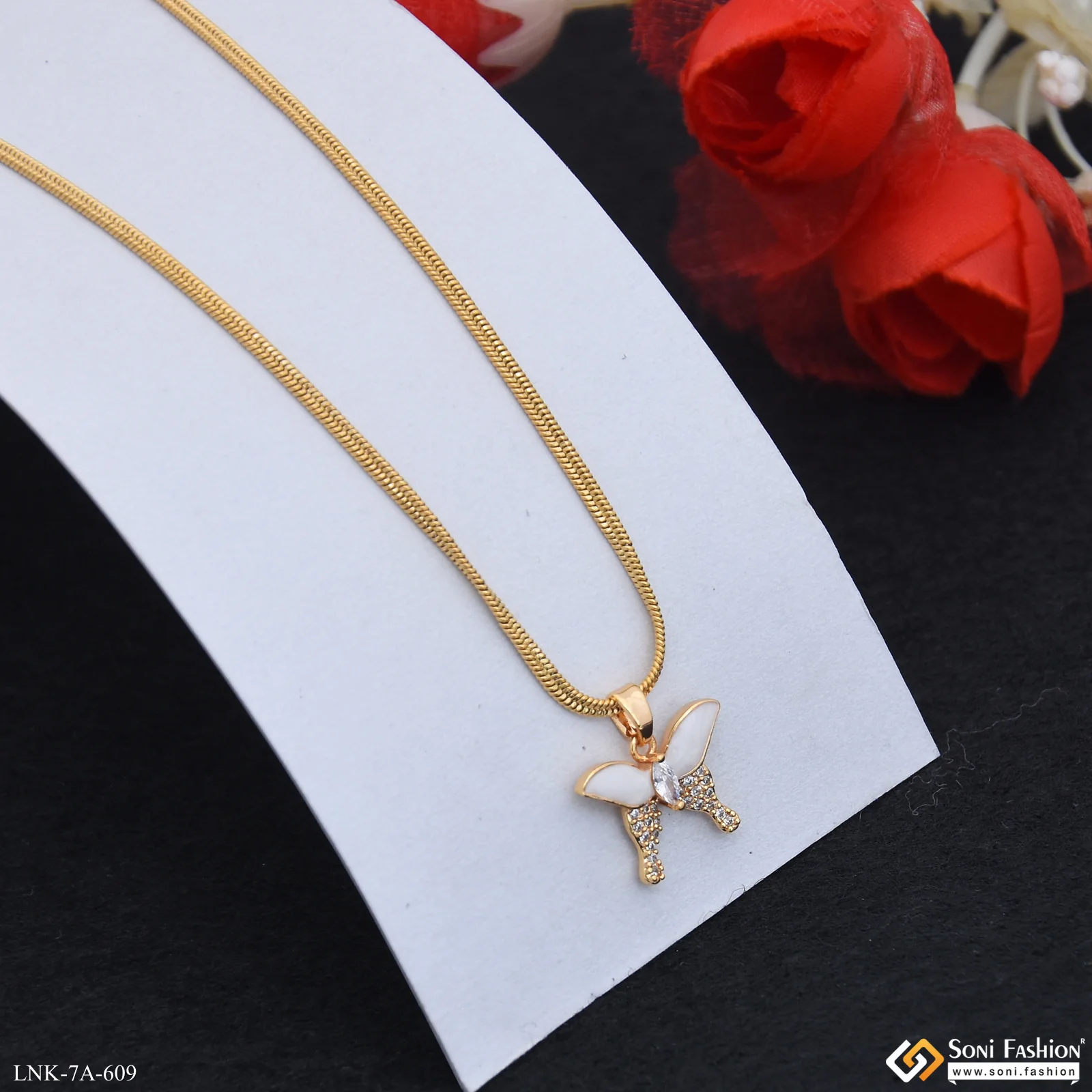 Designer Gold Plated Chain Pendant for Ladies - Style A609 - Image 4