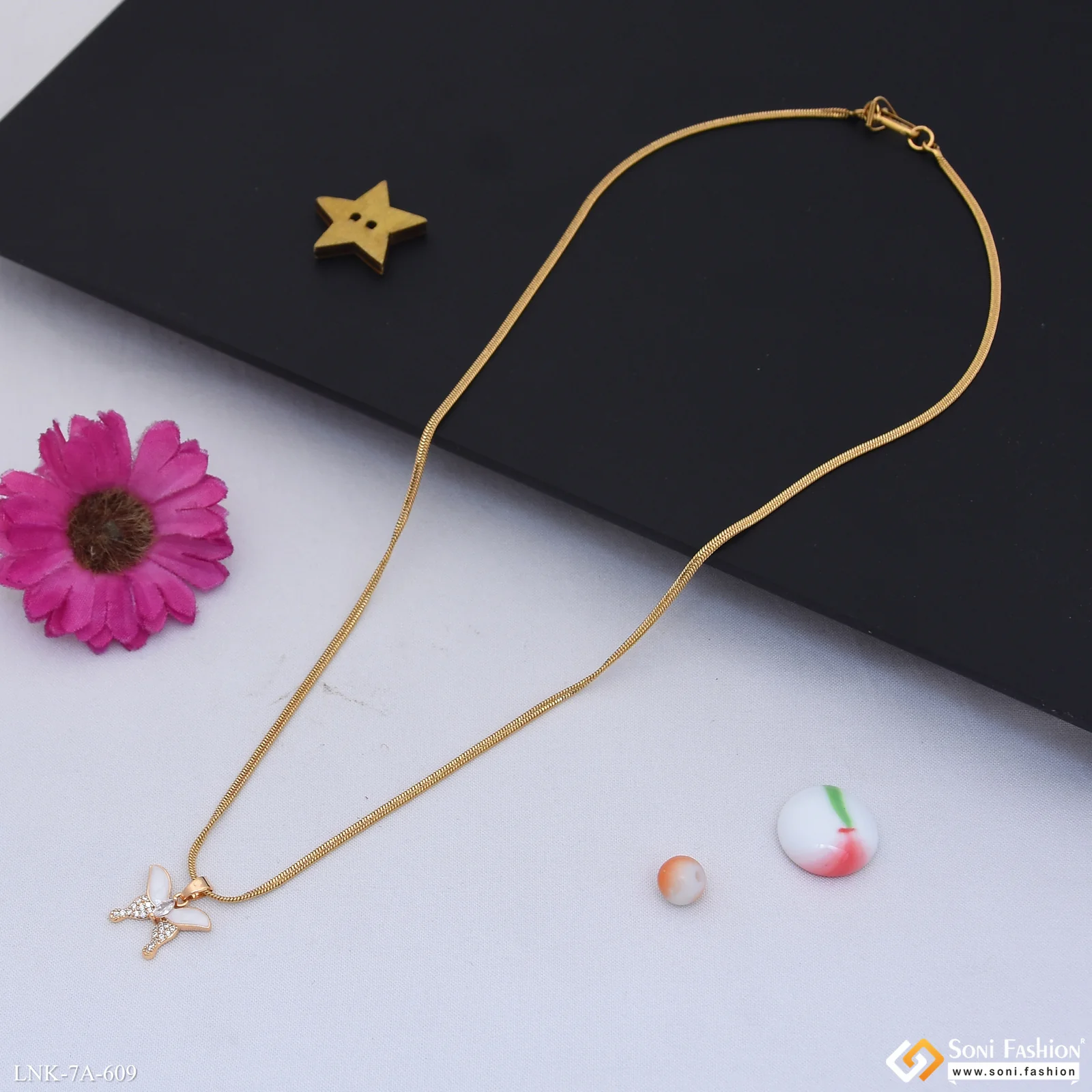 Designer Gold Plated Chain Pendant for Ladies - Style A609 - Image 5