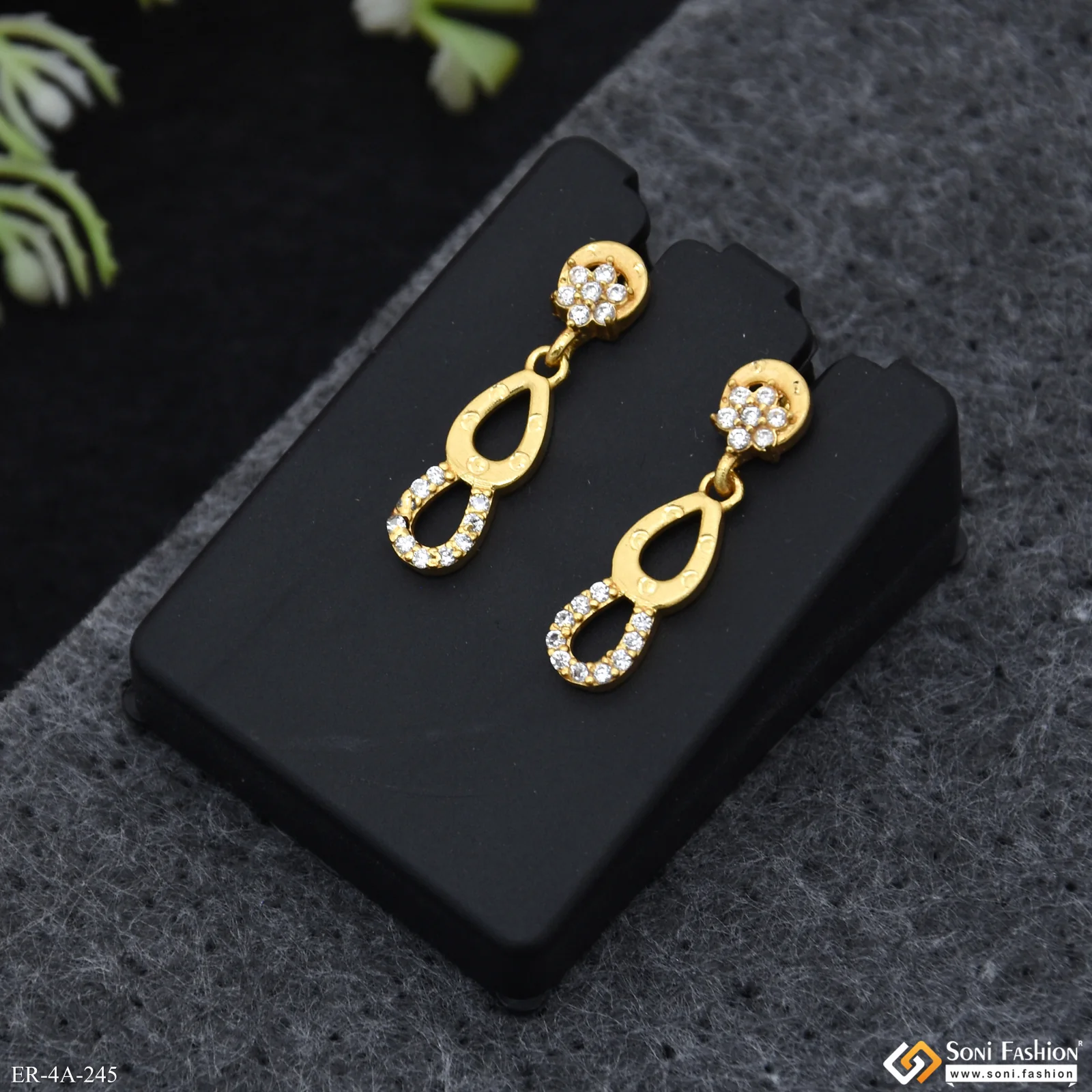 Designer Gold Plated Earrings for Ladies - Style A245 - Image 2
