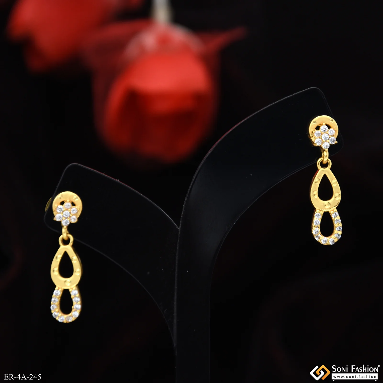 Designer Gold Plated Earrings for Ladies - Style A245 - Image 3
