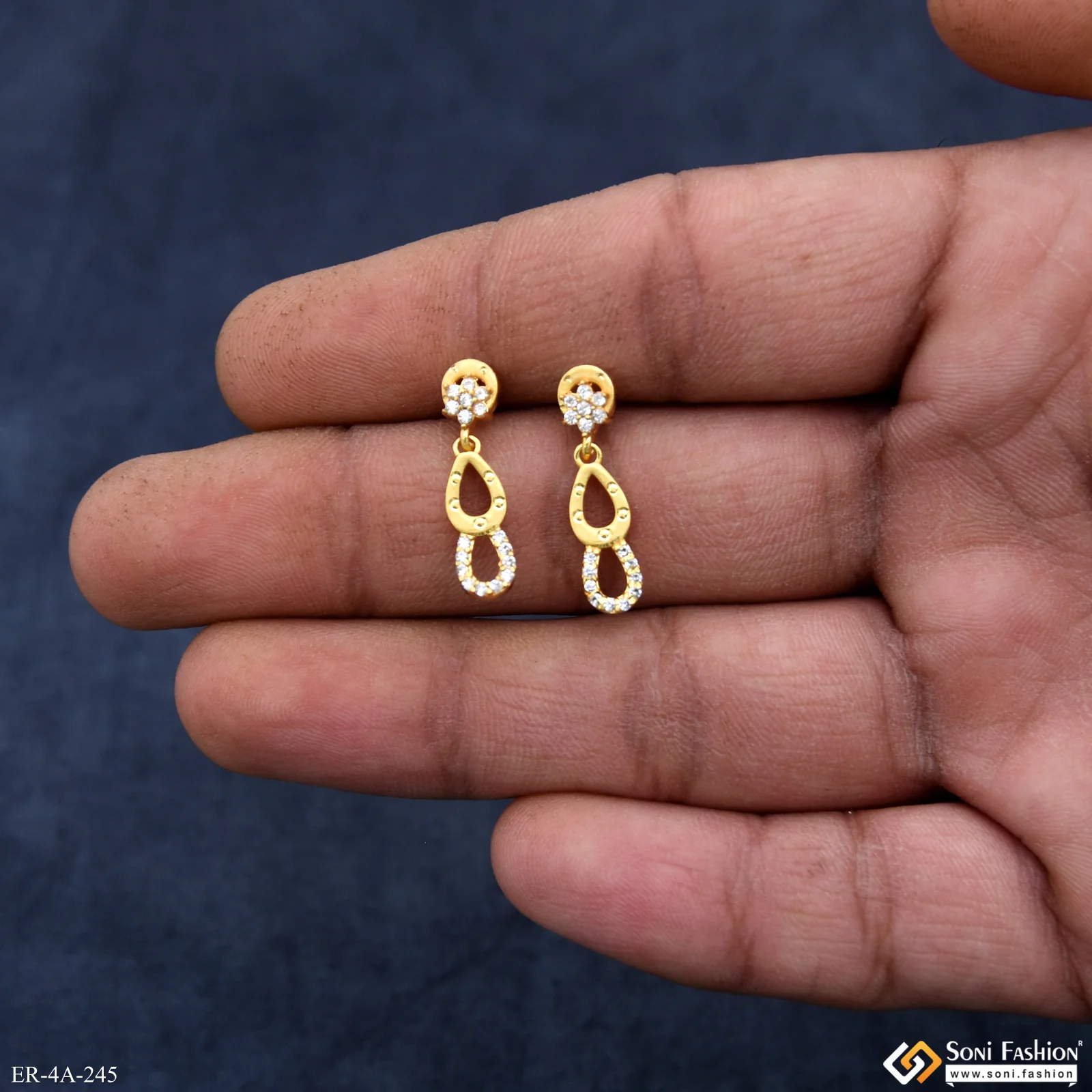 Designer Gold Plated Earrings for Ladies - Style A245 - Image 4