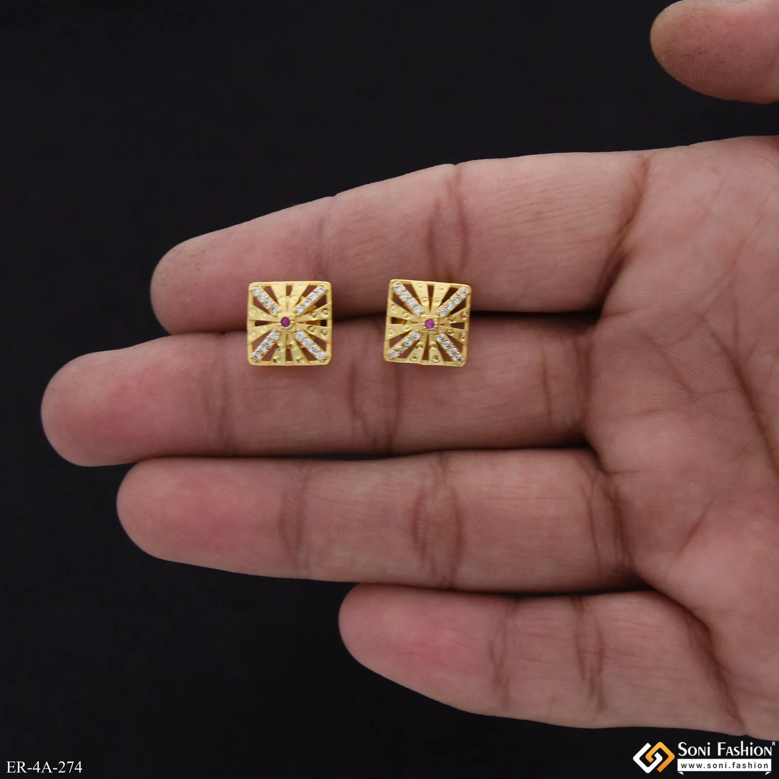 Designer Gold Plated Earrings for Ladies - Style A274 - Image 2