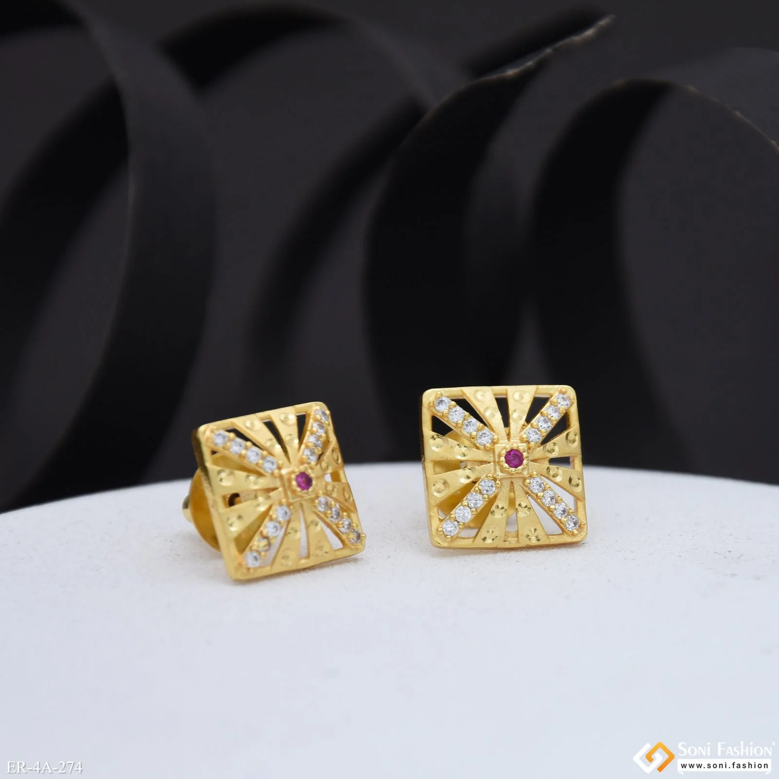 Designer Gold Plated Earrings for Ladies - Style A274 - Image 5