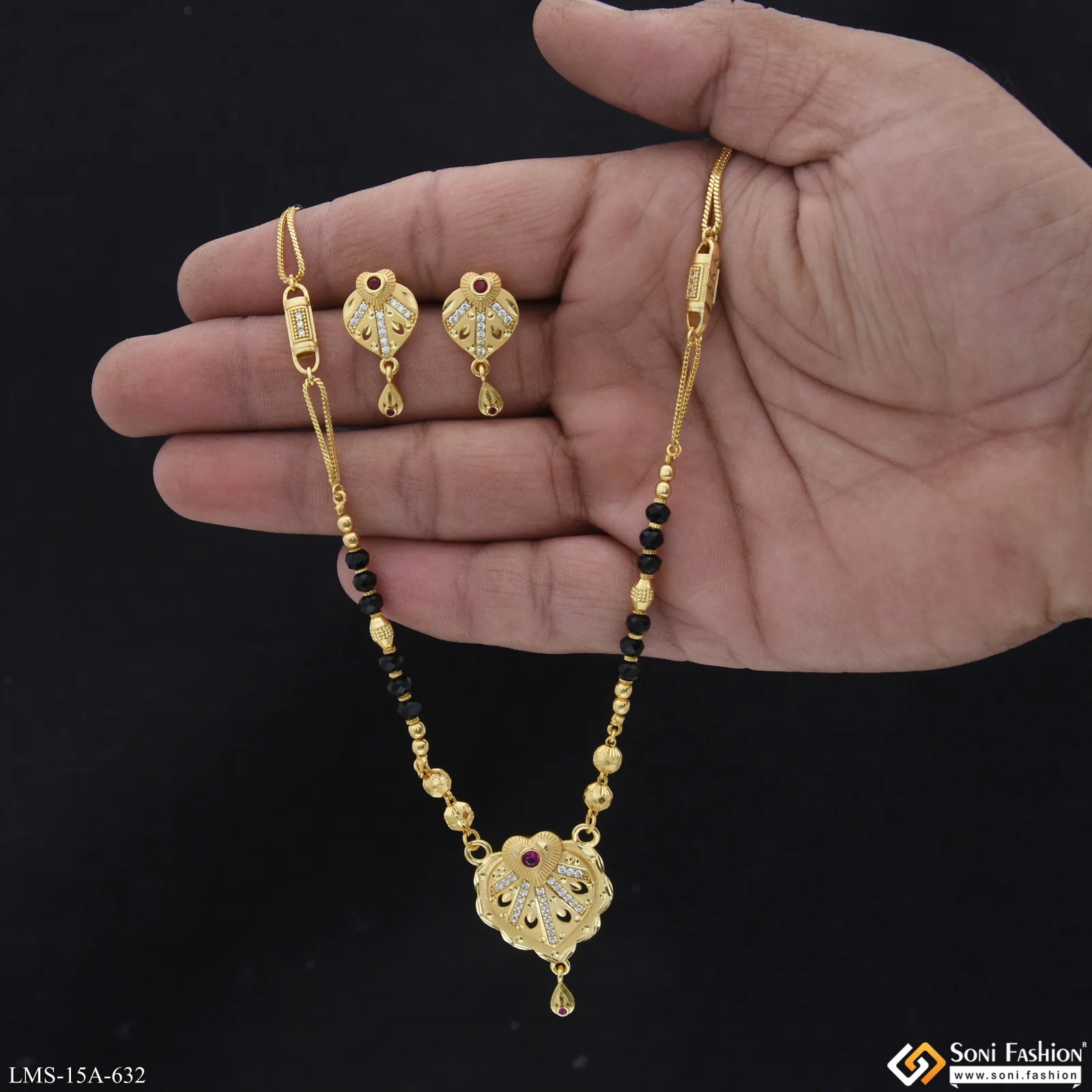 Designer Gold Plated Mangalsutra Set for Women - Style A632 - Image 2