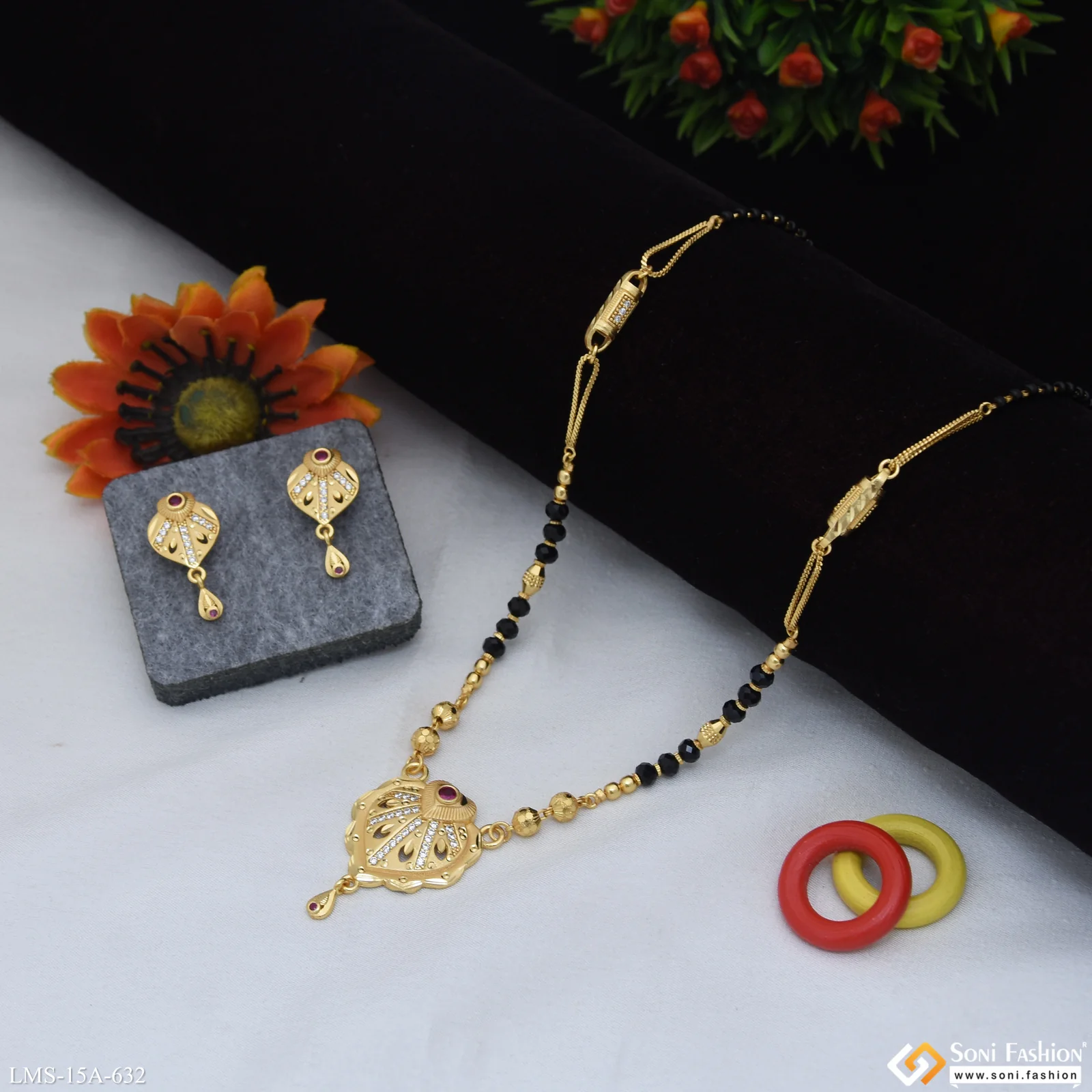 Designer Gold Plated Mangalsutra Set for Women - Style A632 - Image 3