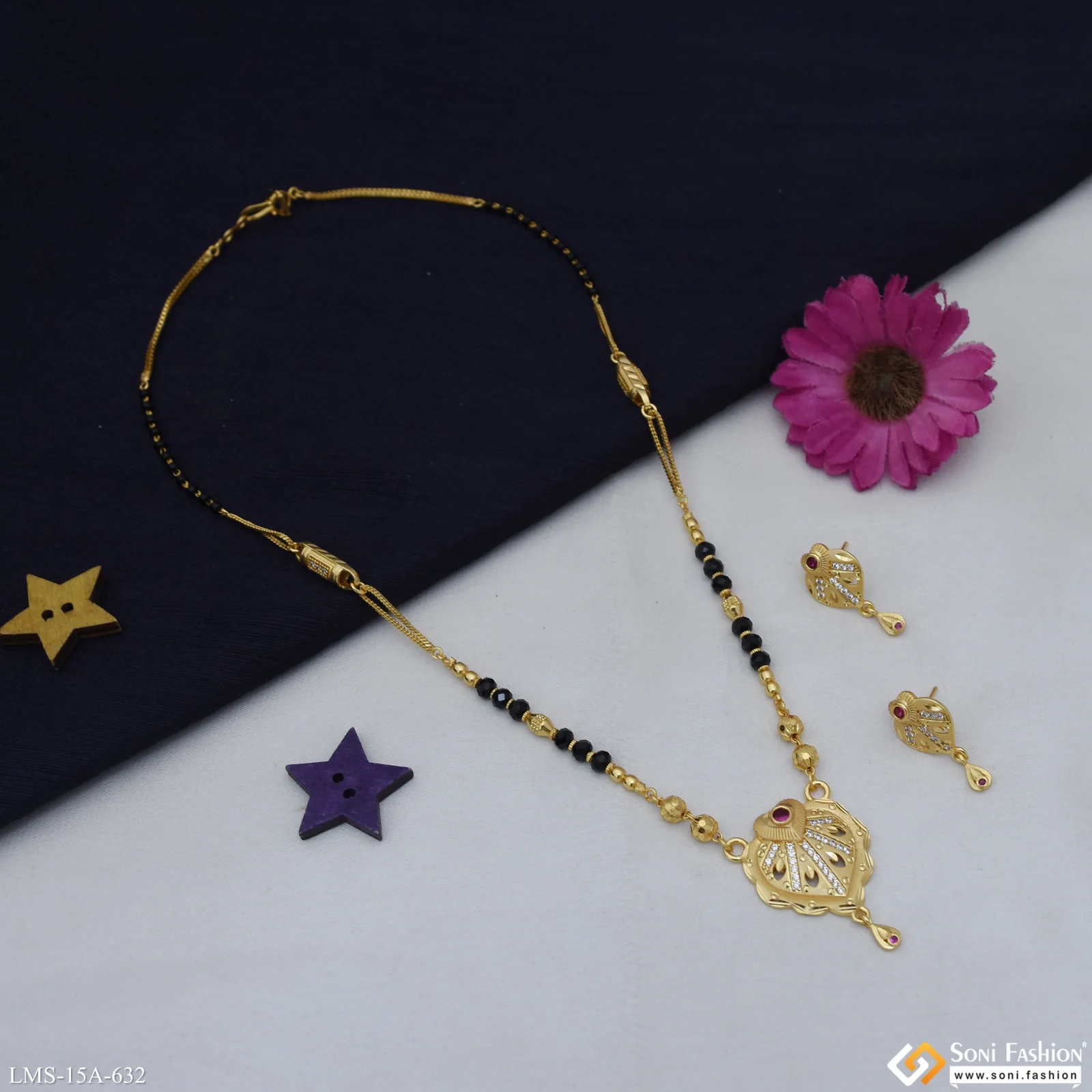 Designer Gold Plated Mangalsutra Set for Women - Style A632 - Image 4